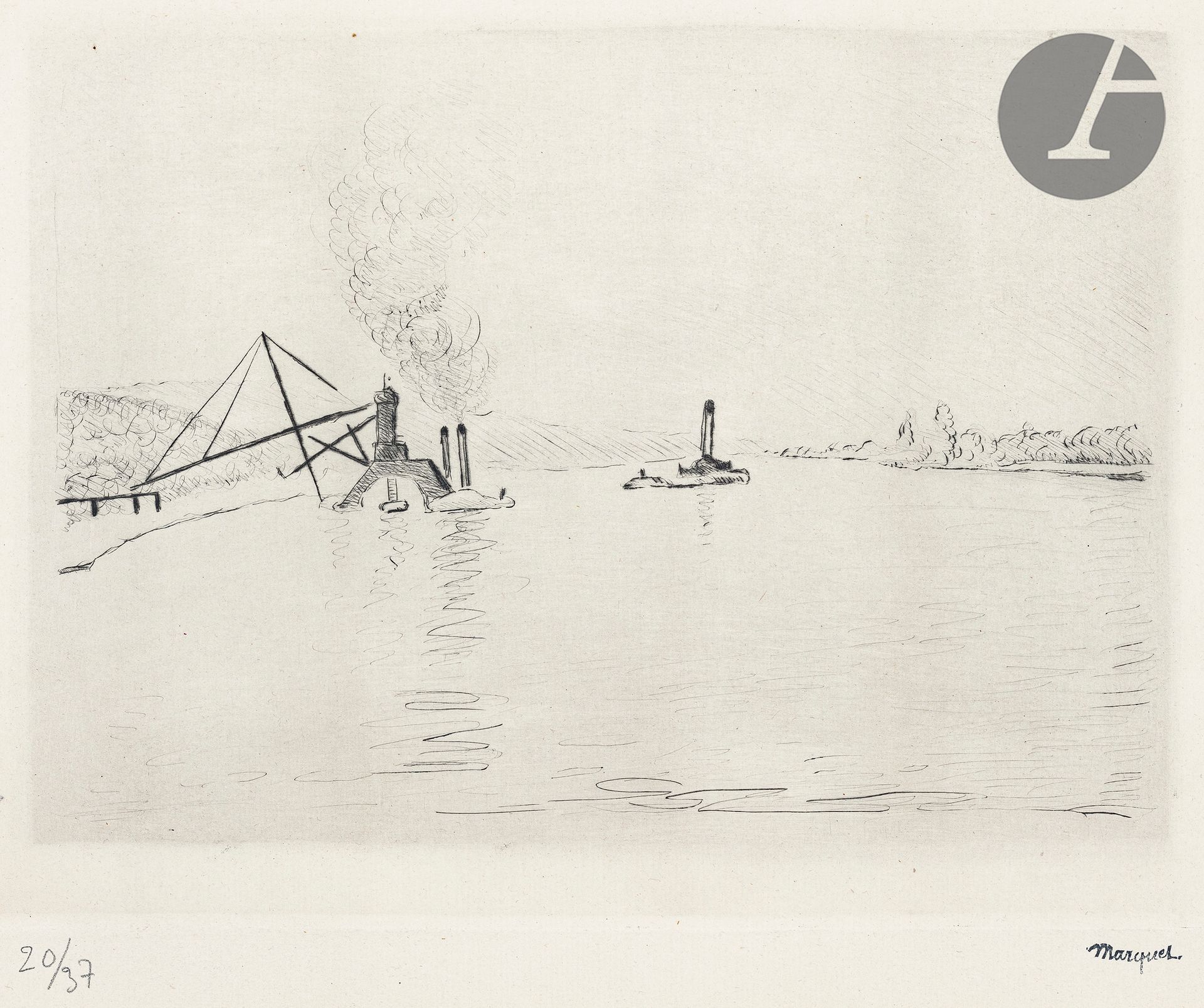 Null 阿尔伯特-马凯（1875-1947）

塞纳河岸。关于1929年。干点法。338 x 253 毫米。非常好的牛皮纸样张，有铅笔编号（37个中的一个--&hellip;