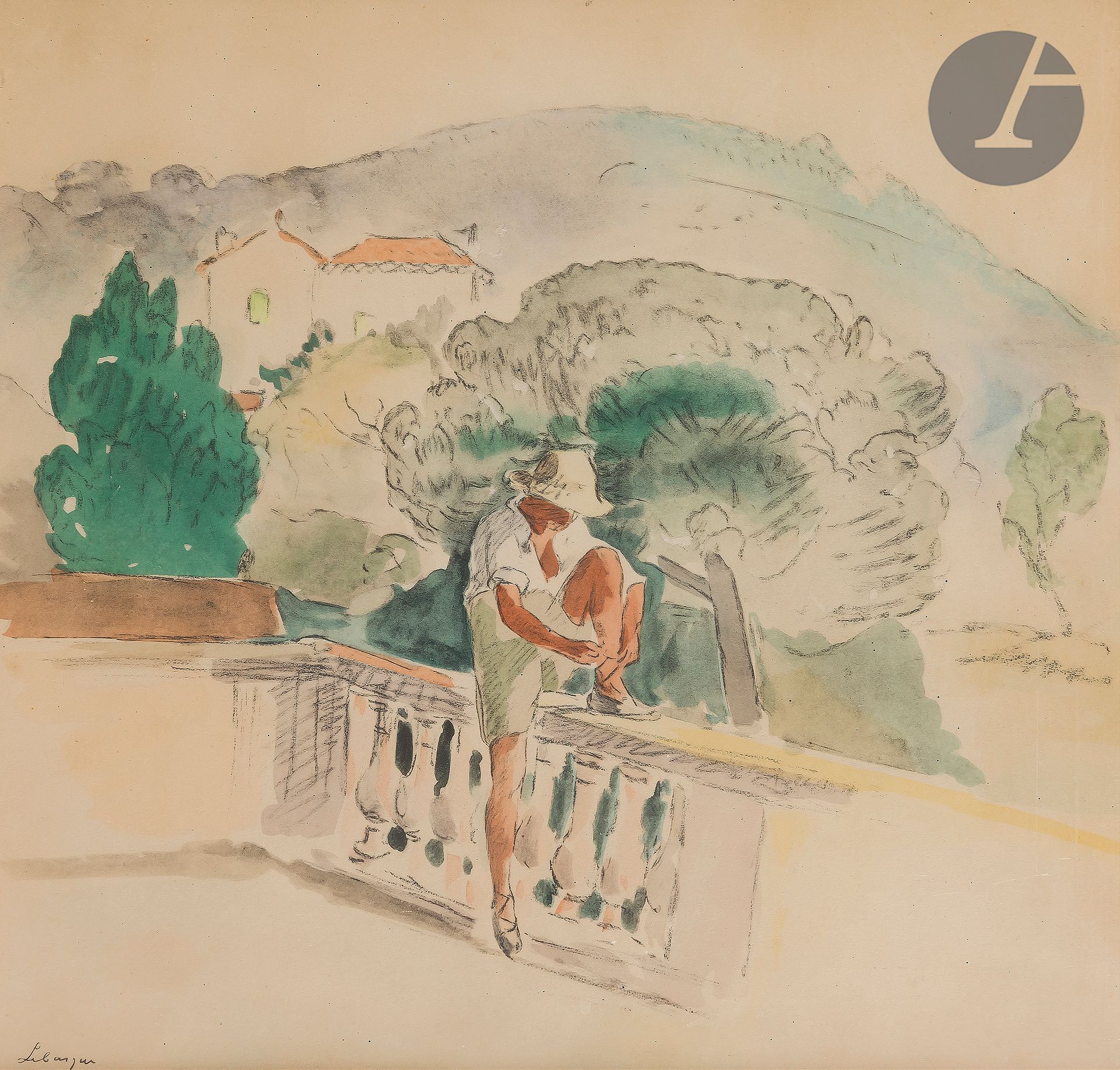 Null Henri Lebasque (1865-1937) (d'après) 

Jeune femme sur une balustrade. Proc&hellip;