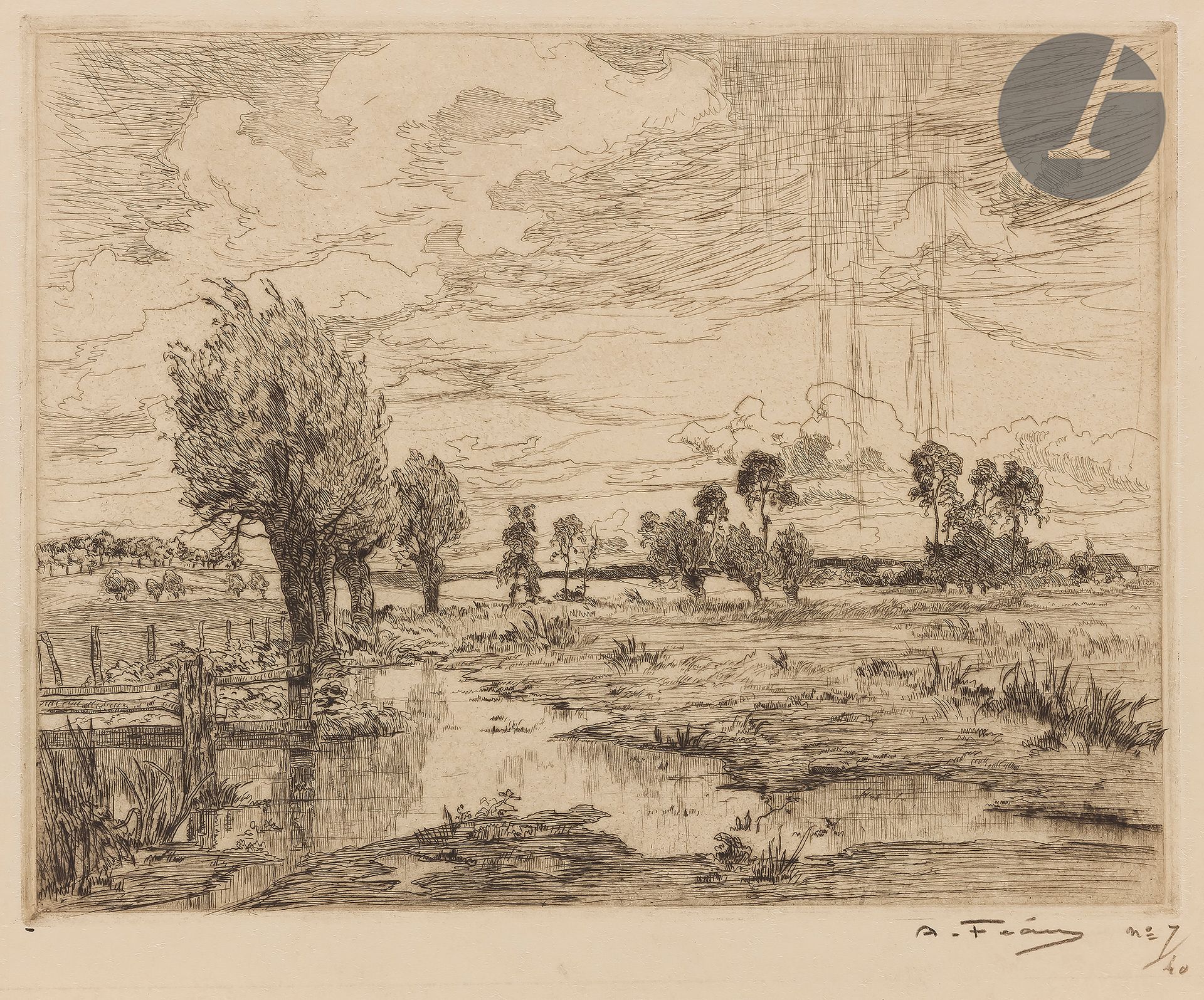 Null 阿梅德-费奥 (1872-1952)

大洪荒草场。约1940年。蚀刻版画。295 x 232毫米。象牙色牛皮纸上的非常好的样书，用铅笔签名和编号。所&hellip;