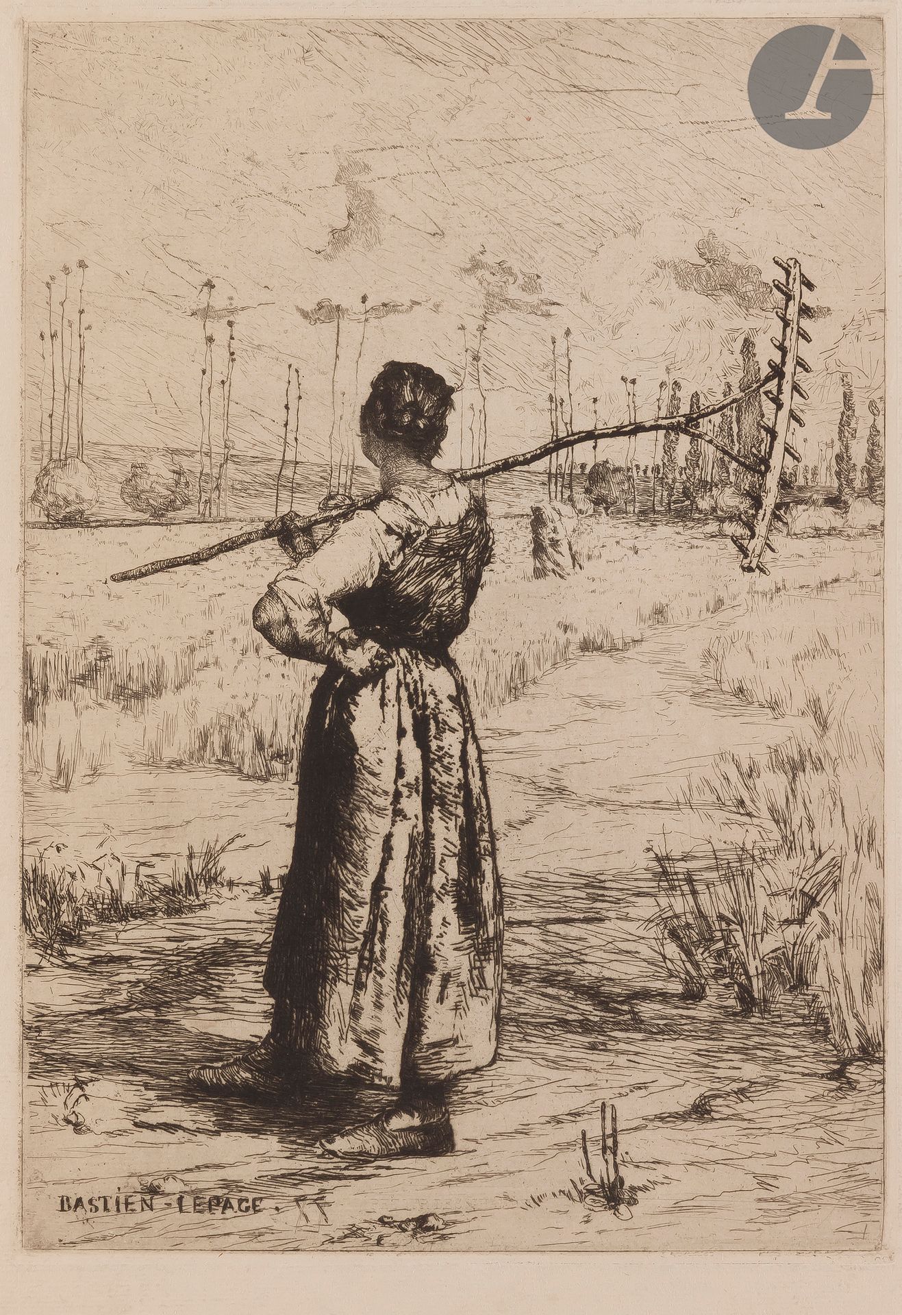 Null 朱尔斯-巴斯蒂安-莱佩奇 (1848-1884)

从田间回来。1877.蚀刻版画。195 x 275毫米。Beraldi 1; I.F.F. 1-1&hellip;