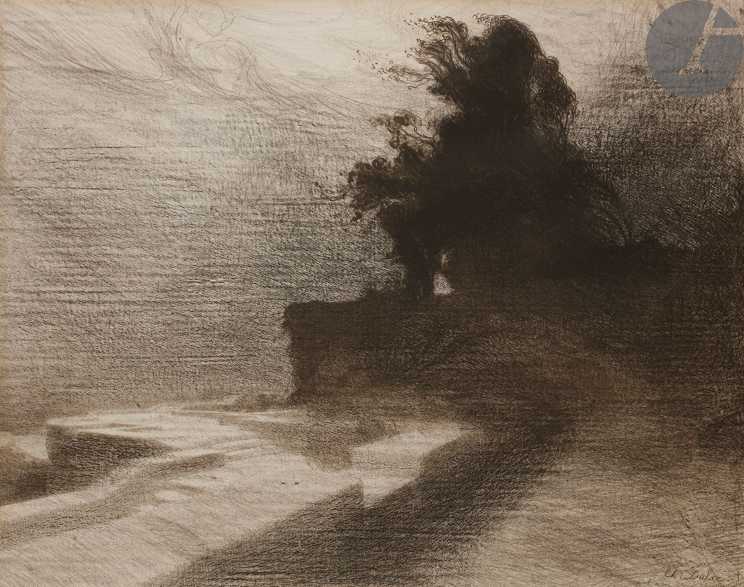 Null 查尔斯-杜拉克 (1865-1898)

风》，即《维泽雷的阳台》。1898.石版画。纸张：910 x 723毫米。牛皮纸上的精美样张，拉伸在纸板上，&hellip;