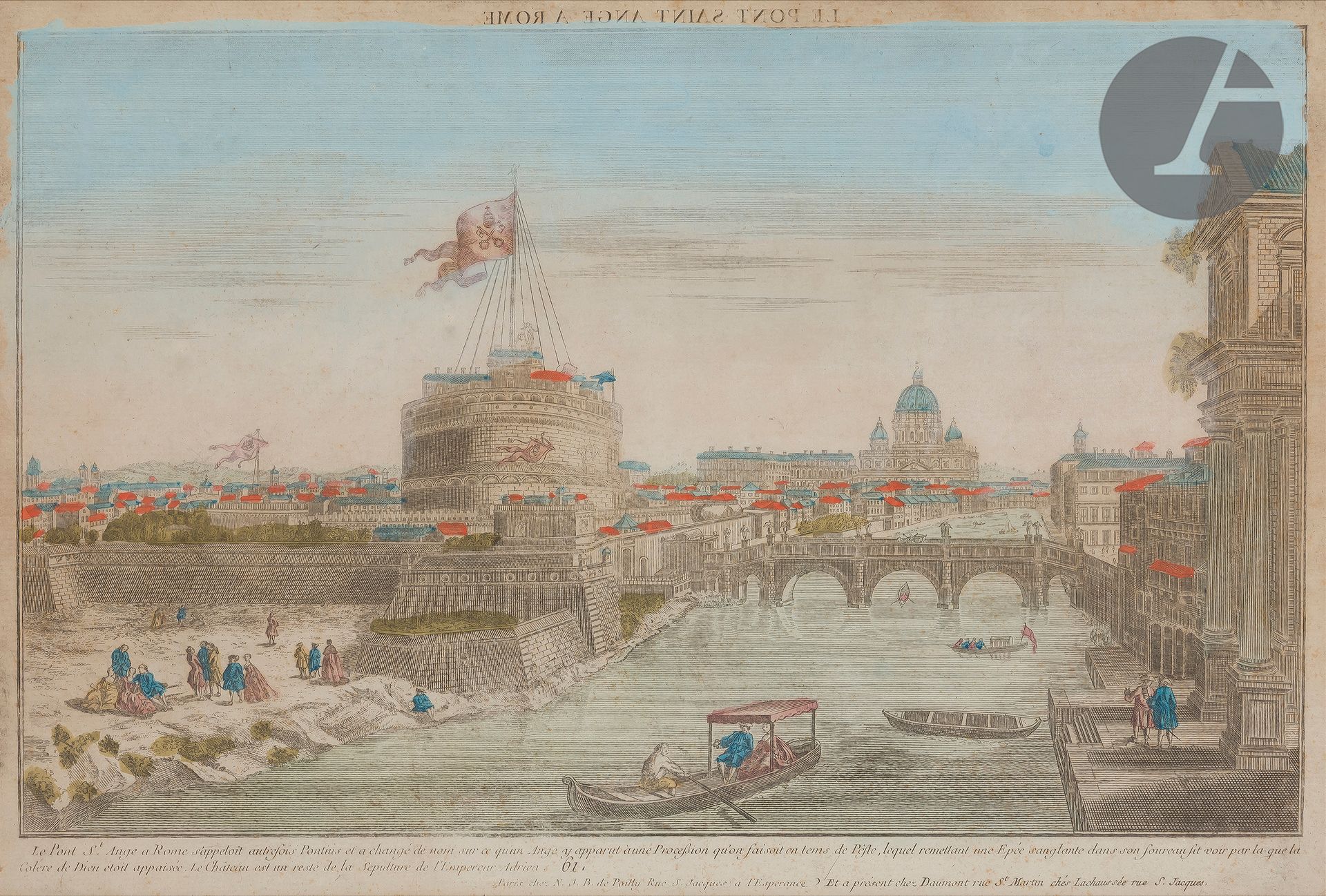 Null Anonyme 

Le Pont Saint Ange à Rome. Vue optique. Eau-forte. A vue : 430 x &hellip;