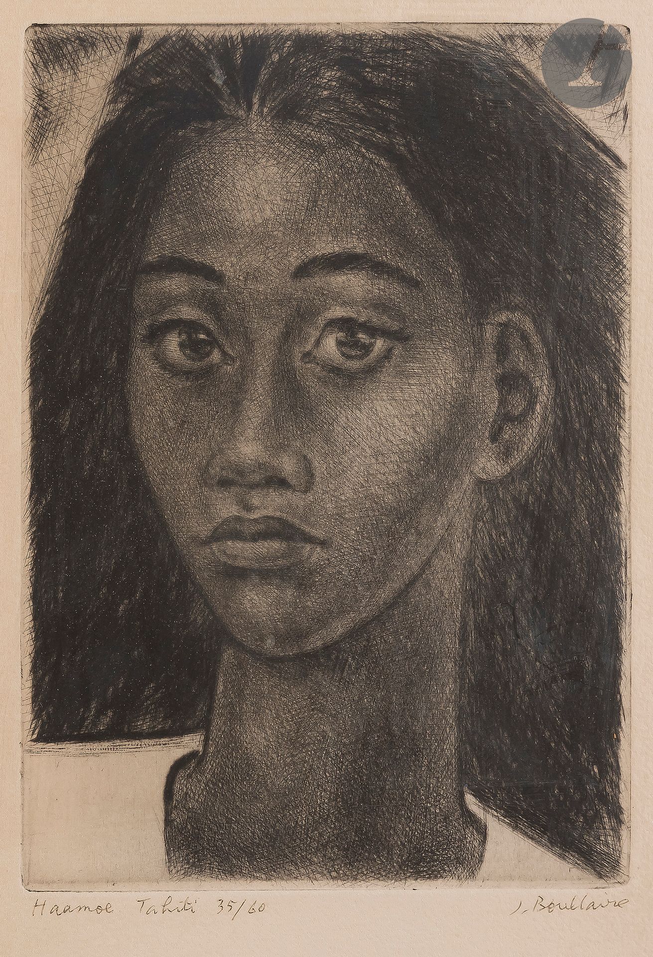 Null Jacques Boullaire (1893-1976) 

Haamoe Tahiti. About 1950-1960. Drypoint. 1&hellip;