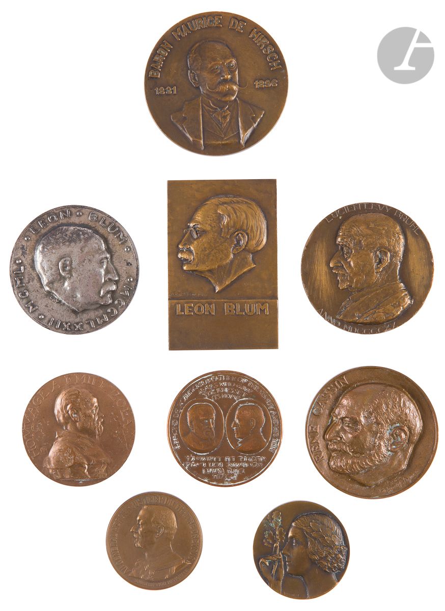 Null [MEDALS] 
Set of 9 table medals :
- Léon Blum (2)
- René Cassin
- Lucien Le&hellip;