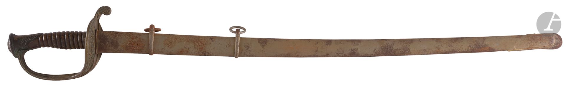 Null Lot de deux sabres comprenant :
- sabre d’adjudant d’infanterie modèle 1855&hellip;