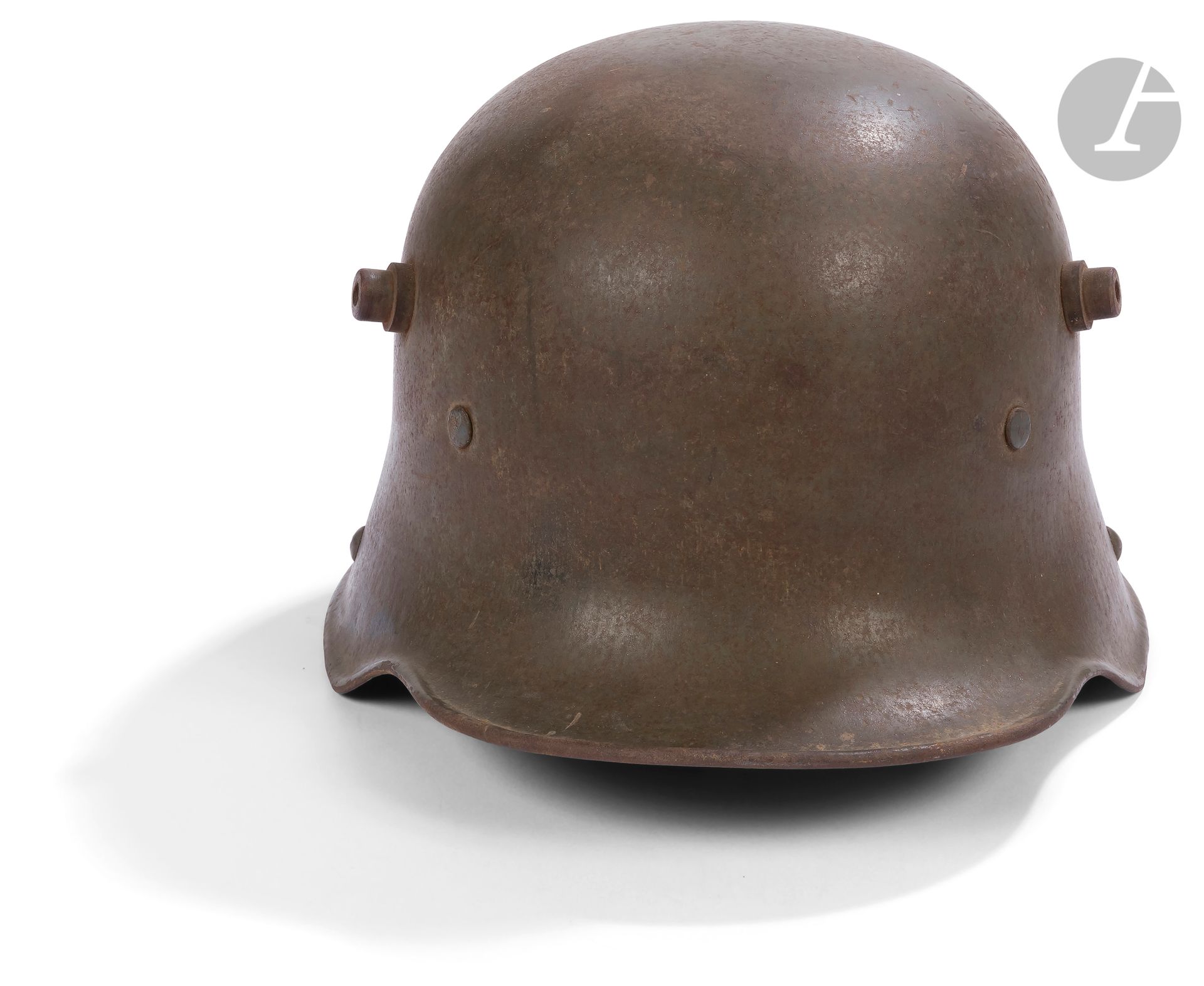 Null Deutscher Helm "Stahlhelm" Modell 1916. 
Feldgrau lackierte Stahlbombe. 
Ru&hellip;