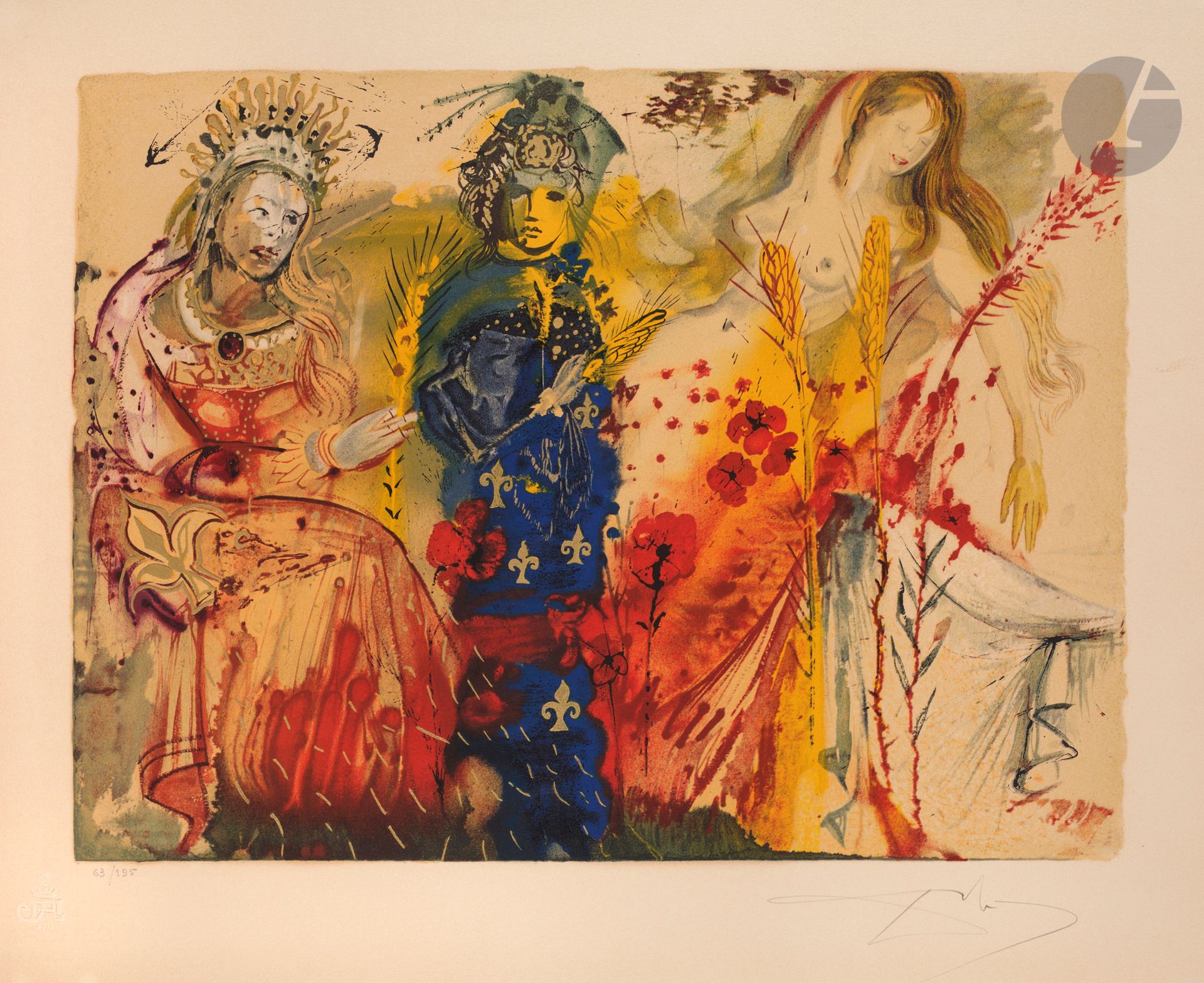 Null 萨尔瓦多-达利(1904-1989) 
夏天（《四季》）。1972.石版画。555 x 410。Michler和Löpsinger 1361。以彩色和&hellip;
