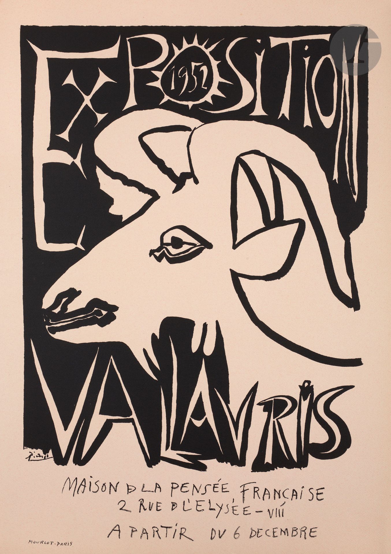 Null 巴勃罗-毕加索（1881-1973）（后）。 
在法兰西笔会的瓦劳里斯展览。1952.海报。Mourlot的光刻技术。这张纸：450 x 650。Cz&hellip;