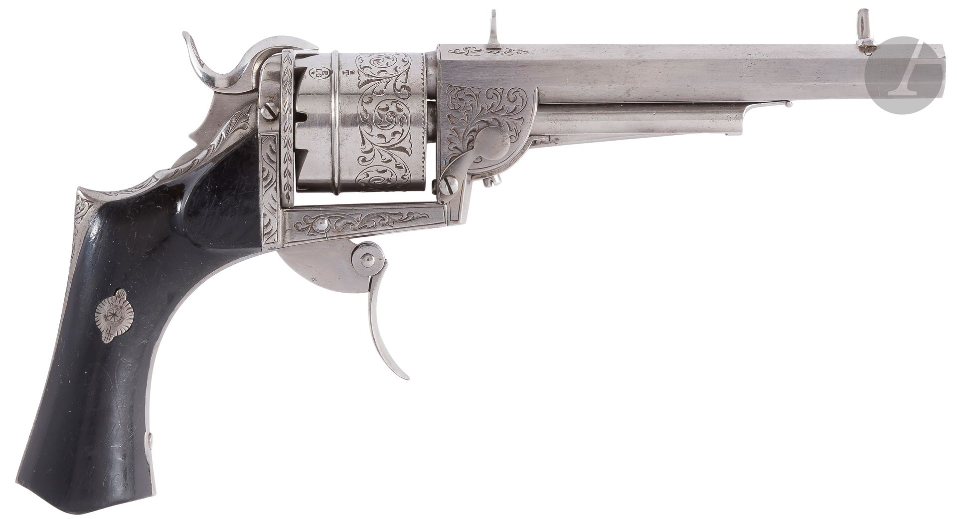 Null Deluxe Loron system pinfire revolver, engraved, five-shot, 7 mm caliberBarr&hellip;