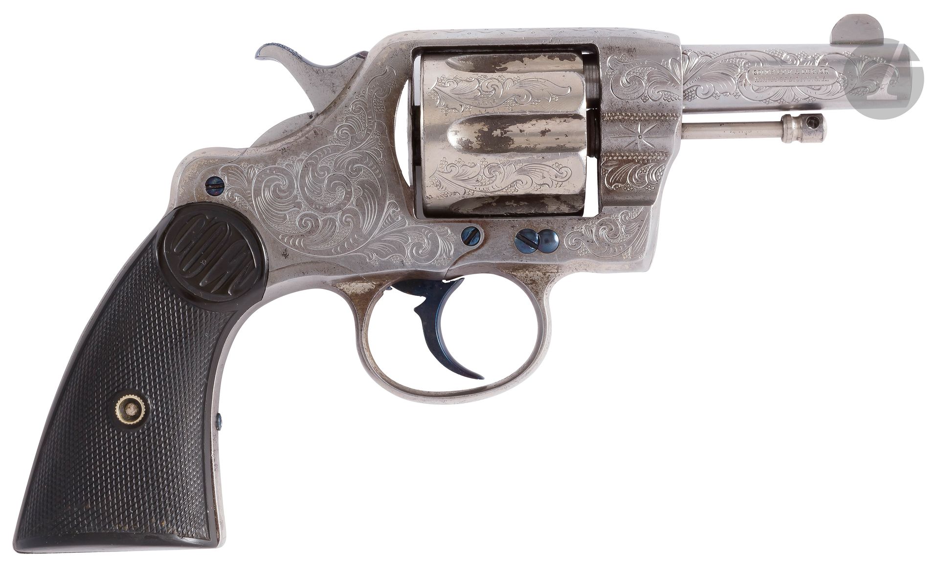 Null Revolver Colt gravé, modèle New Army et Navy 1889, six coups, calibre 41 Lo&hellip;