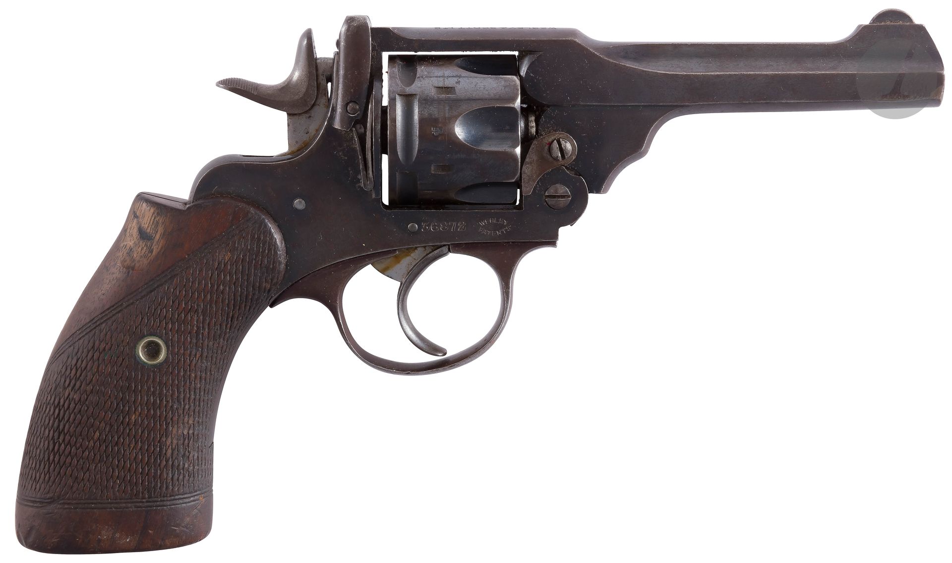 Null Revolver Webley Mark III, six coups, calibre 38. 
Canon à pans, rayé, marqu&hellip;