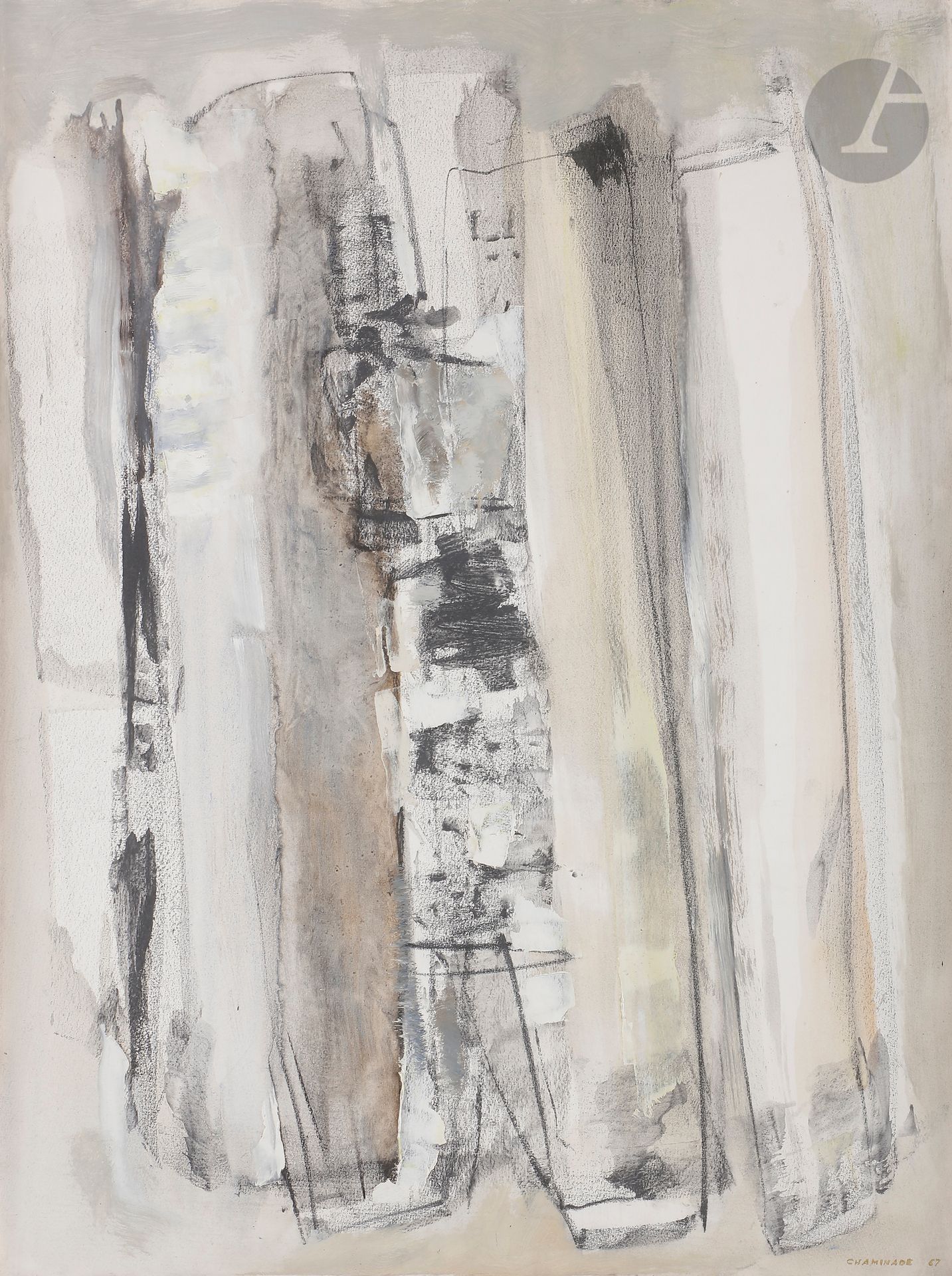 Null 阿尔贝-沙米纳德(1923-2010)
创作, 1967
纸上油彩和木炭装在画布上。
右下方有签名和日期。
65 x 50厘米