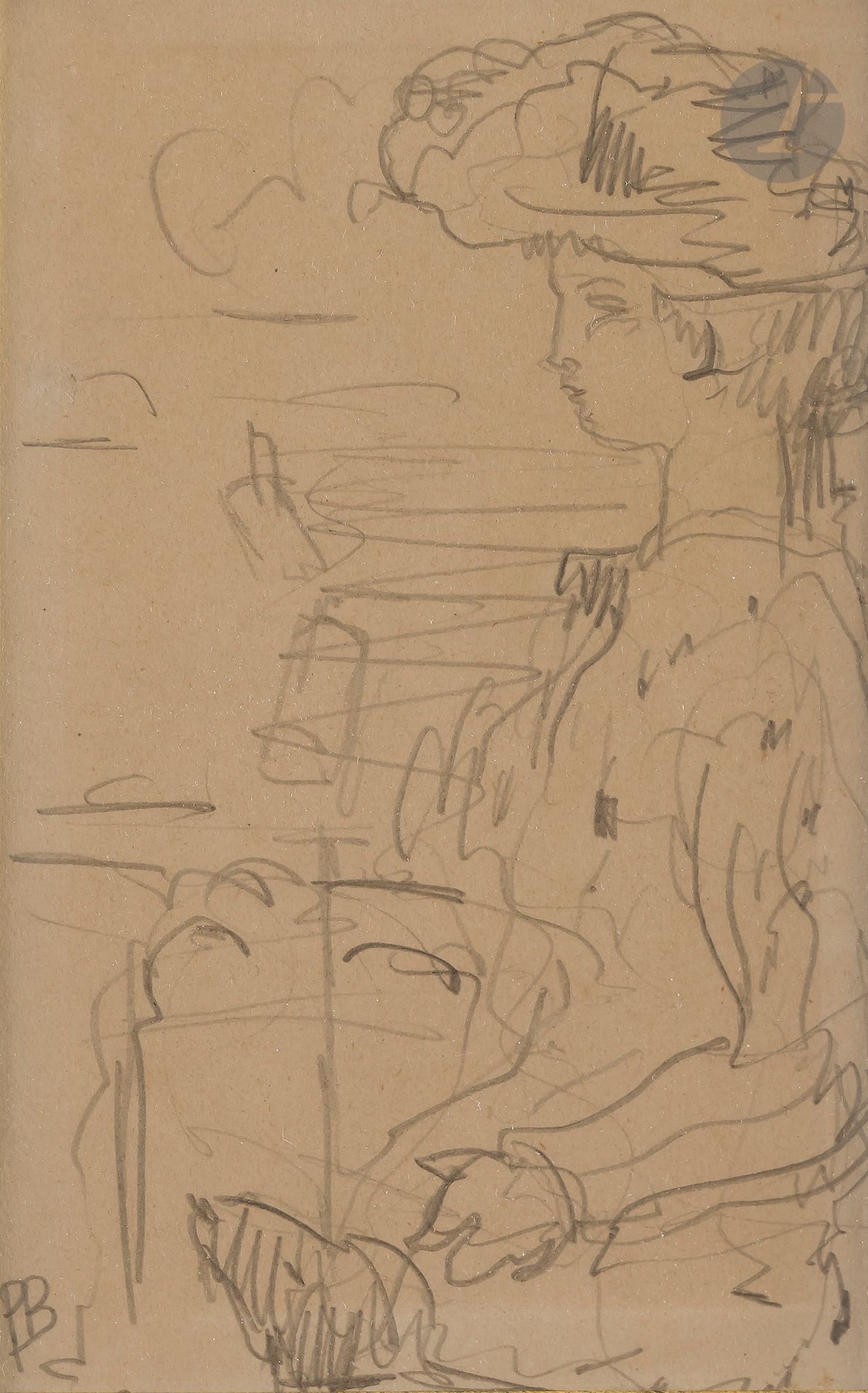 Null Pierre BONNARD (1867-1947)
Portrait de Missia Gobeska au chapeau
Crayon.
Mo&hellip;