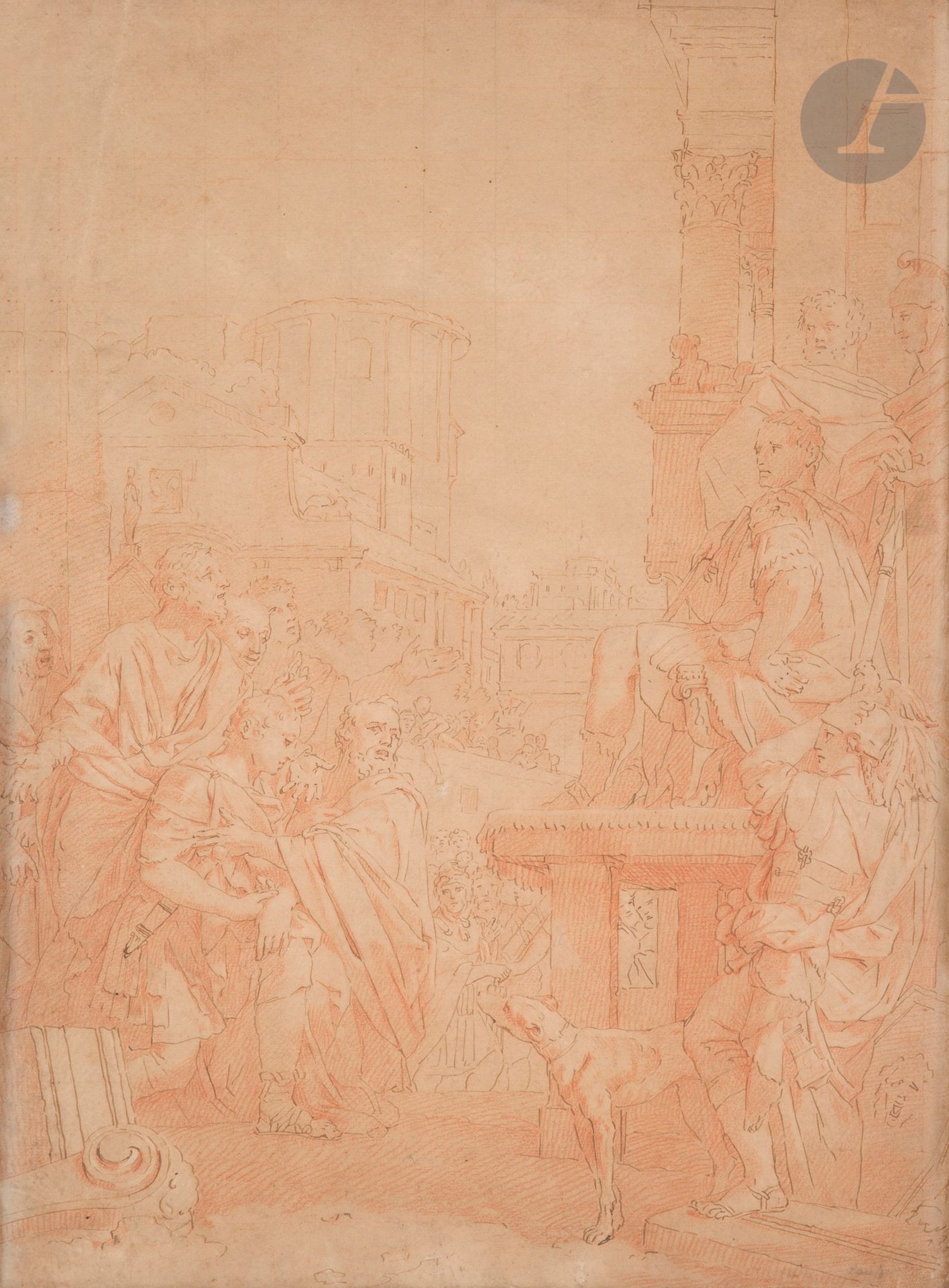 Null 归功于热拉尔-德-莱里塞 
(Liege 1641 - Amsterdam 1711)
戴克里先审判圣塞巴斯蒂安？
钢笔、棕色墨水和红色粉笔。
48 &hellip;