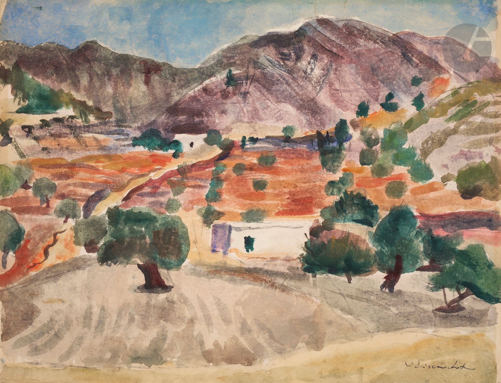 Null Willy EISENSCHITZ (1889-1974)
伊比沙景观，约1960年
水彩画。
右下方有签名。
(小褶皱)。
37,5 x 49,5 &hellip;