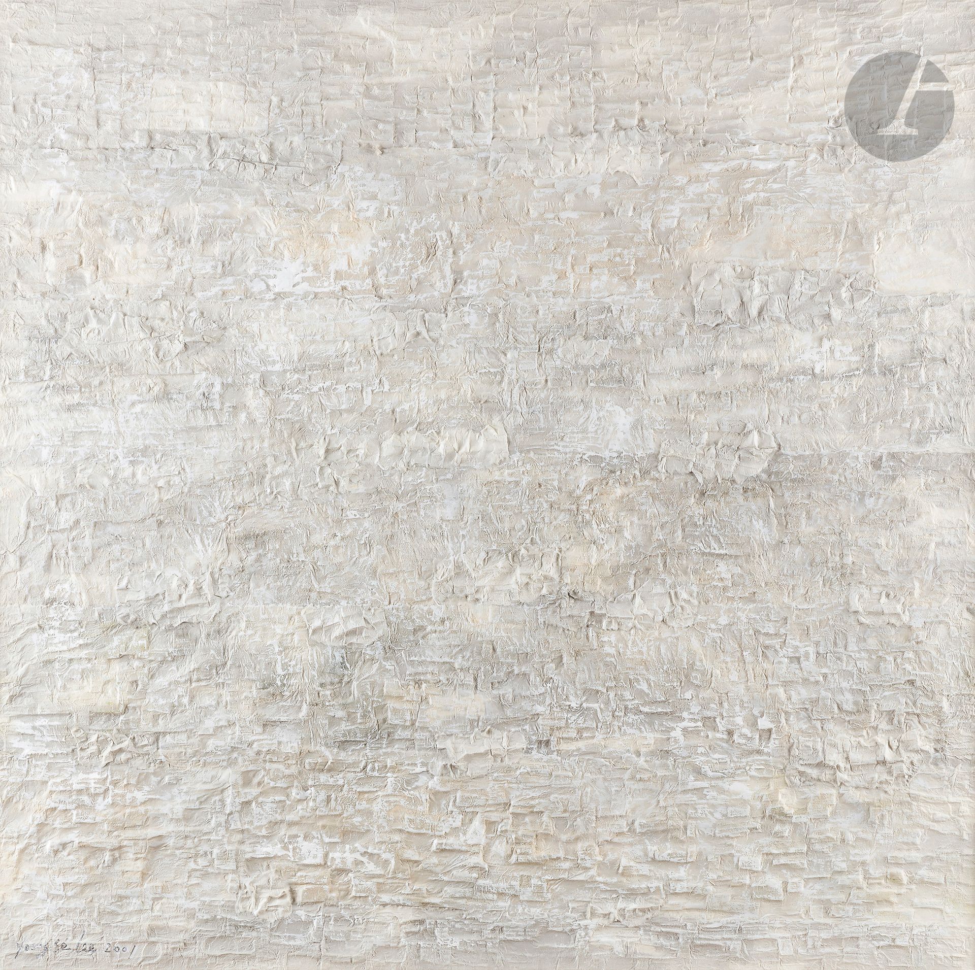 Null 李英世 [韩国] (生于1956年)
空，2001年
镶嵌在画布上的压花纸混合媒体。
左下方有签名和日期。
100 x 100厘米
