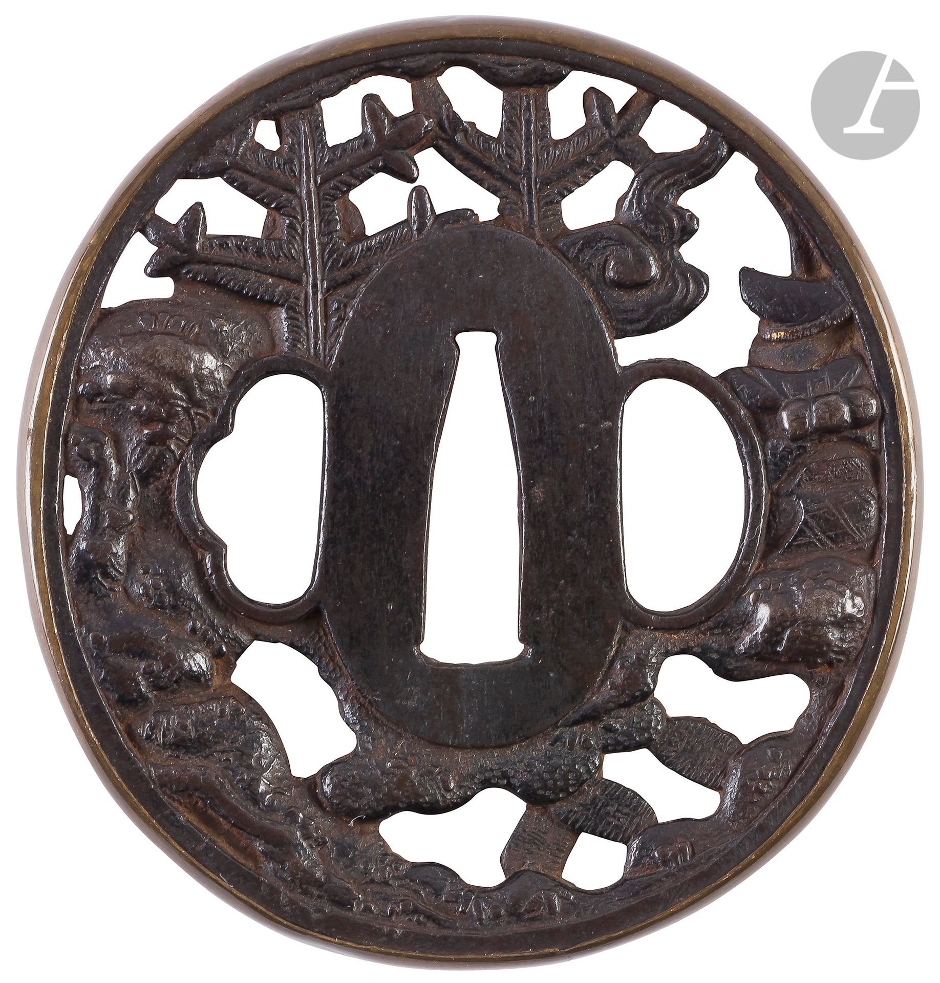 Null Tsuba en fer, Japon, époque Edo, XIXe siècle
De forme naga marugata à décor&hellip;