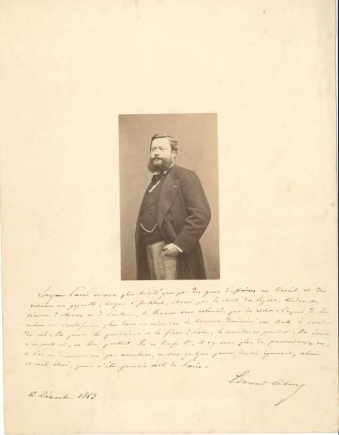 Edmond ABOUT (1828-1885) Écrivain. Photographie avec P.A.S., et 2 L.A.S., 1863-1&hellip;