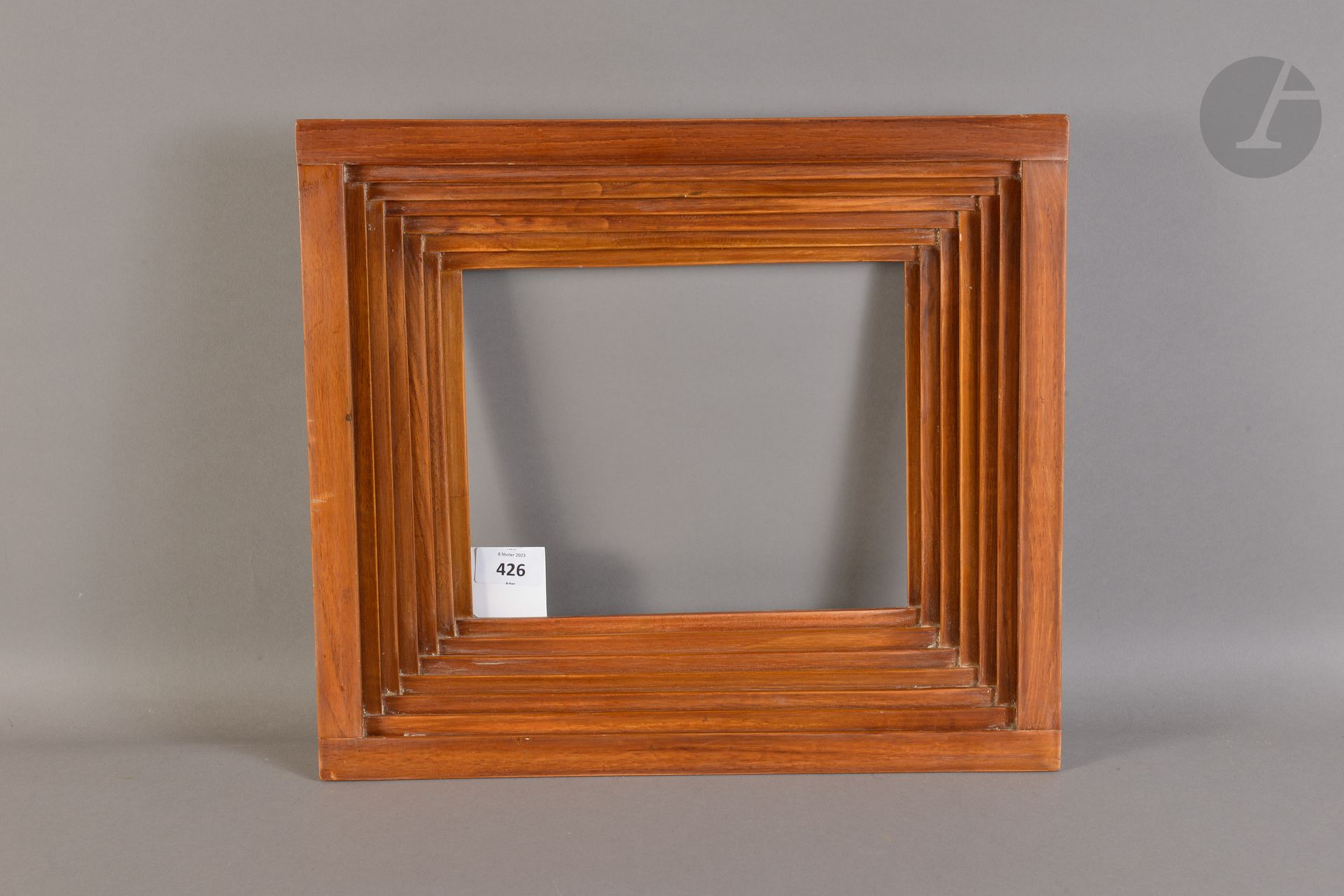 Null Frame with stepped profile made of walnut slats. Circa 1970. 20,1 x 25,1 cm&hellip;