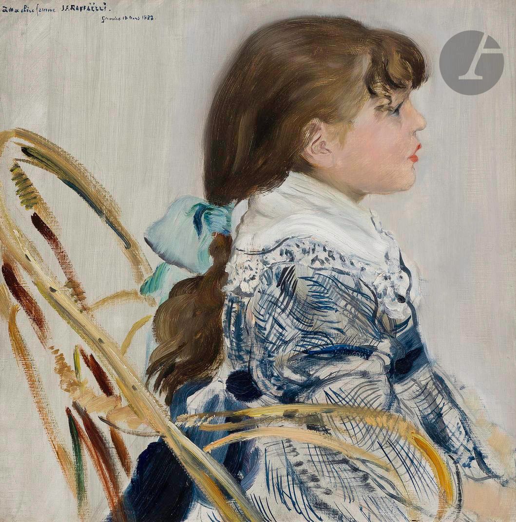 Null 让-弗朗索瓦-拉法叶利（巴黎，1850 - 1924）。 
杰曼的肖像，艺术家的女儿，4岁时，1882年
布面油画。
左上角有签名、日期和献词："给我&hellip;