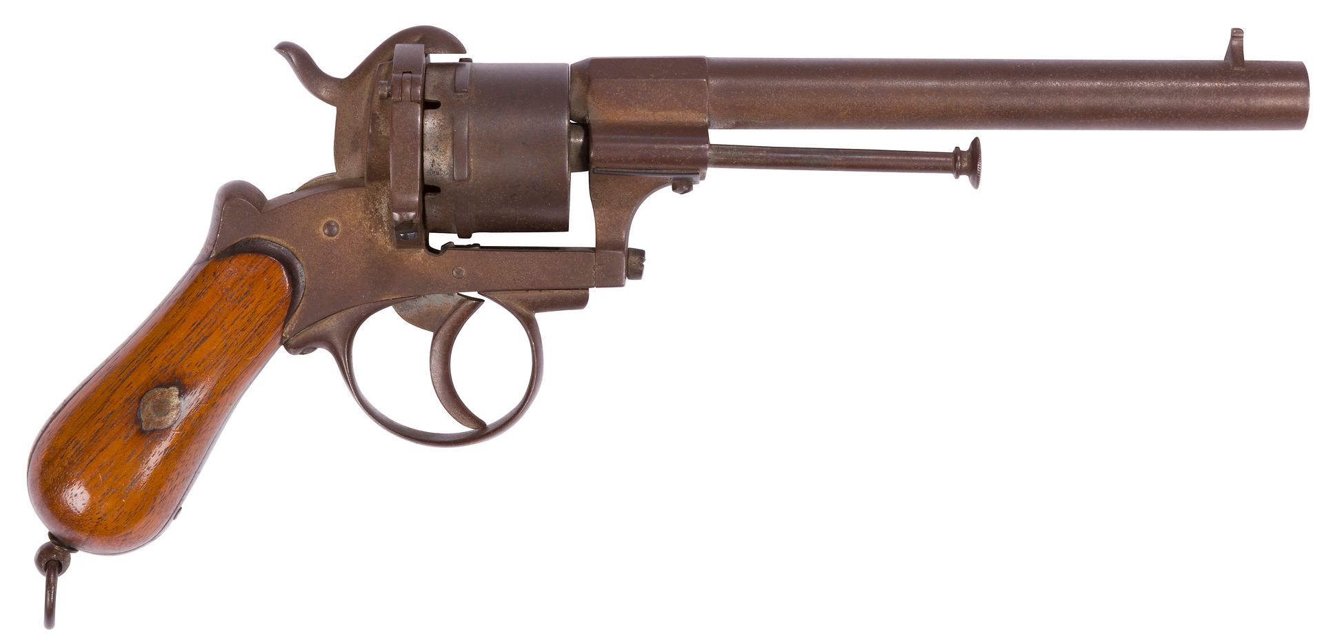 Null Pinfire revolver, six shots, caliber 9 mm
Round barrel, open frame. Plates &hellip;