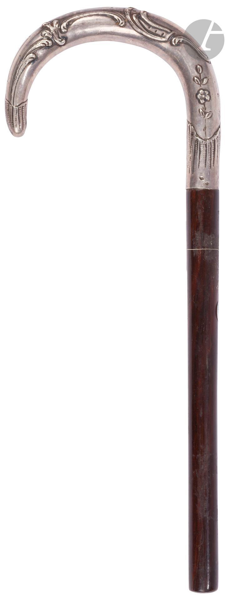 Null Bastón con mango Milord repujado en plata.
Longitud: 22 cm (eje cortado).