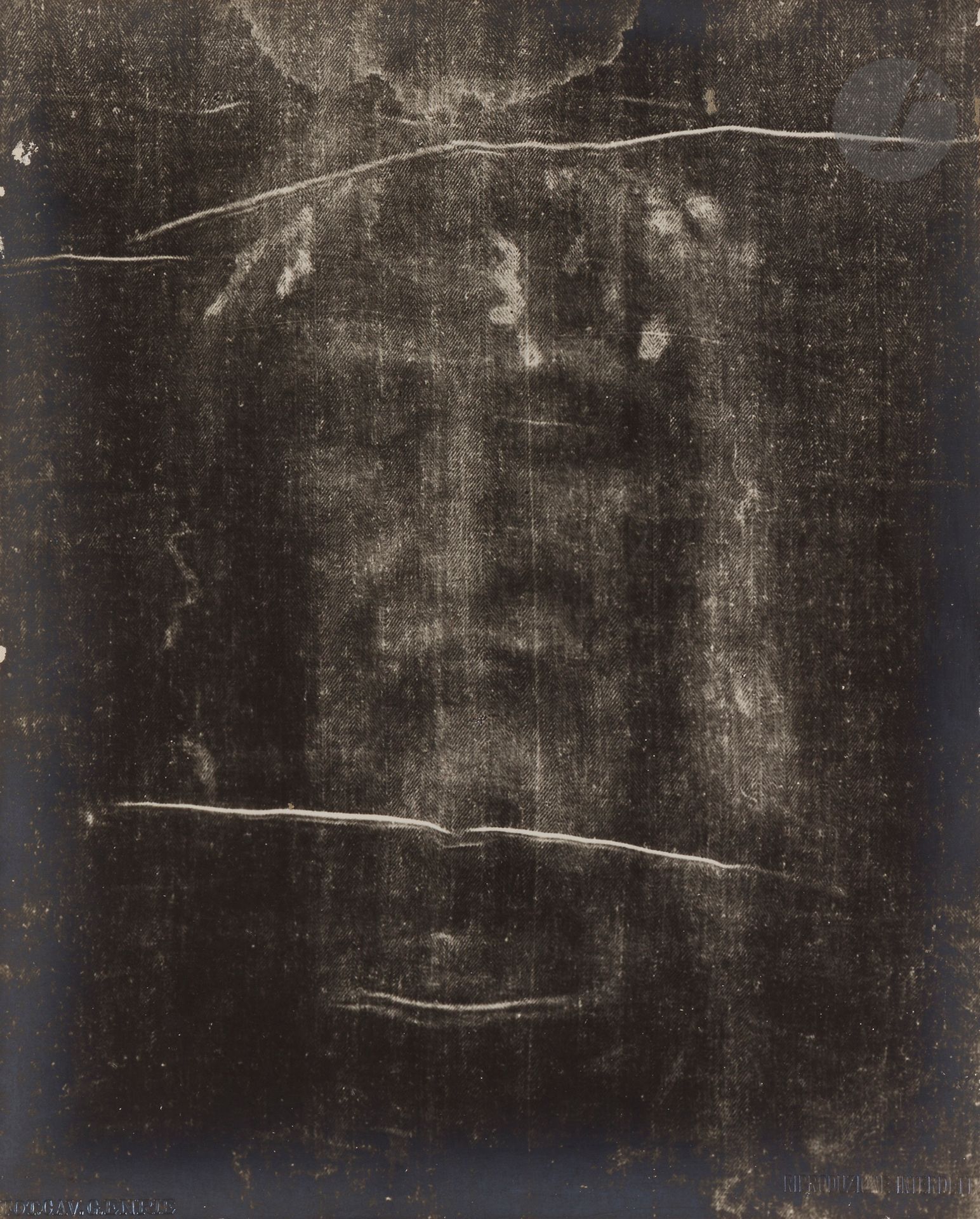 Null 朱塞佩-恩里(1886-1961)
1931年5月，都灵的圣神殿停工。 
Santo Volto（底片）。
复古的银质印刷品，安装在卡片上。摄影师的印&hellip;