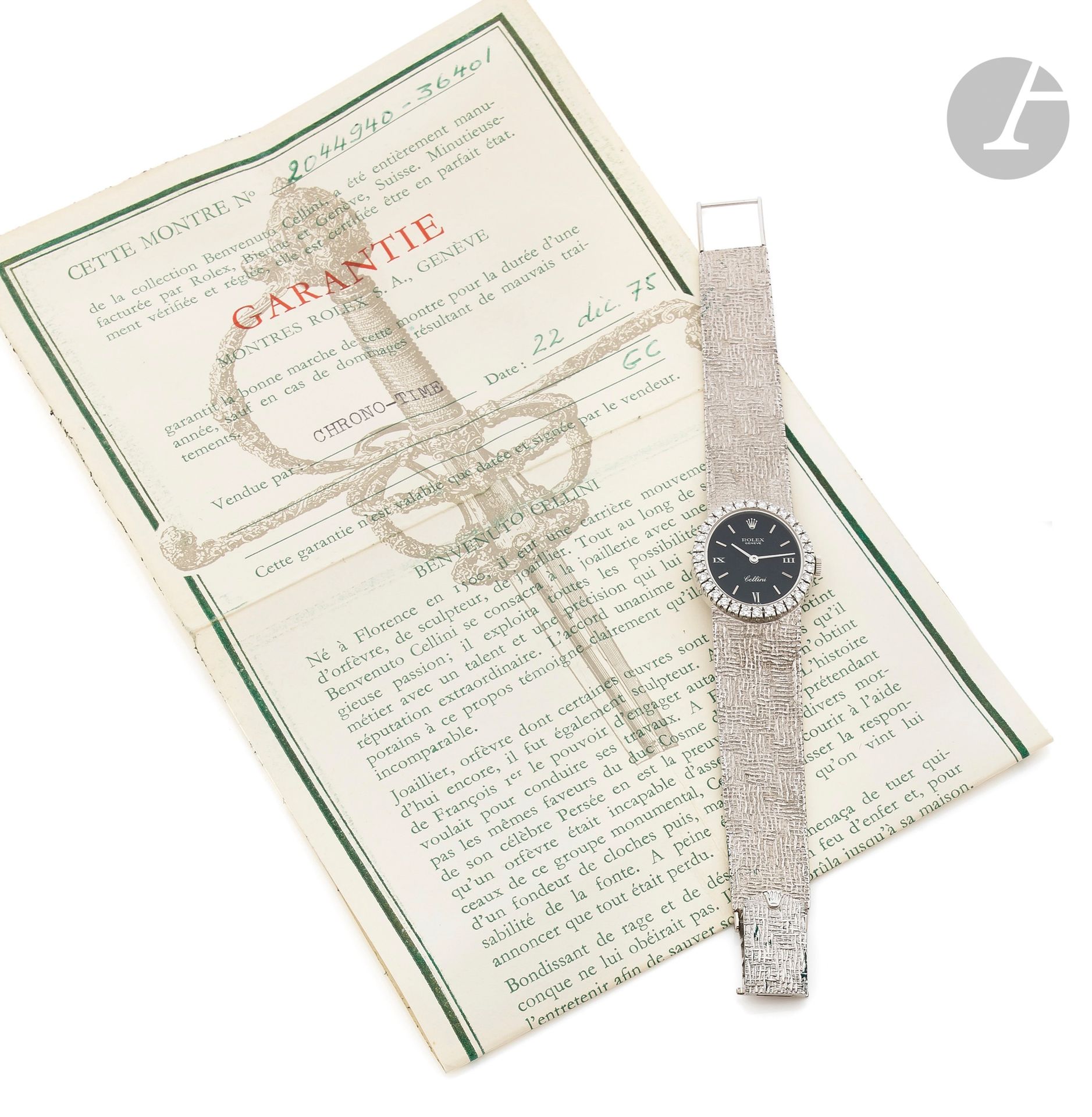 Null ROLEX
CELLINI. REF. 3814.
Sold on December 22, 1975.
Ladies' wristwatch in &hellip;