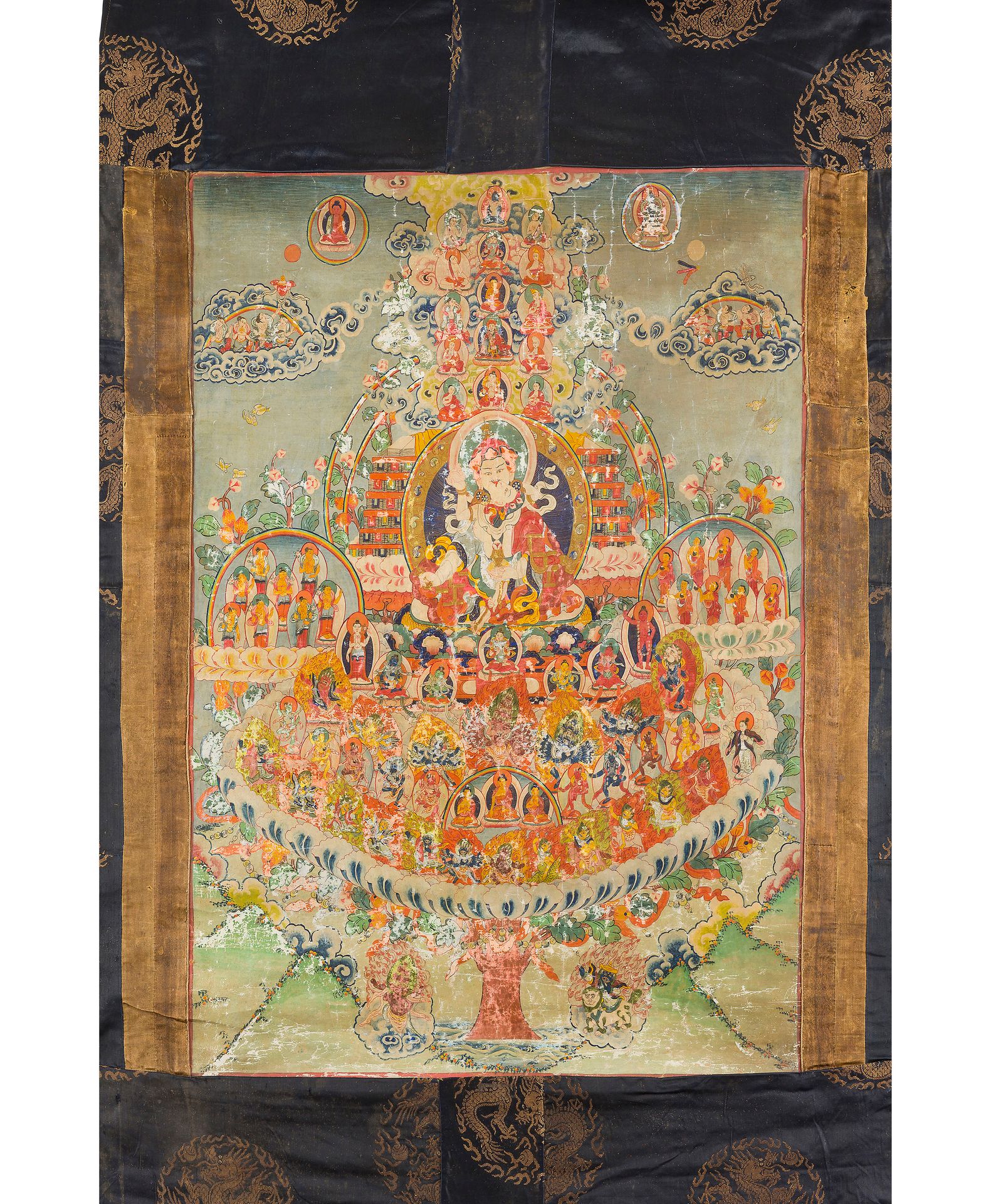 Null Thangka del Tíbet oriental que representa a Gurú Rimpoché en unión sagrada &hellip;