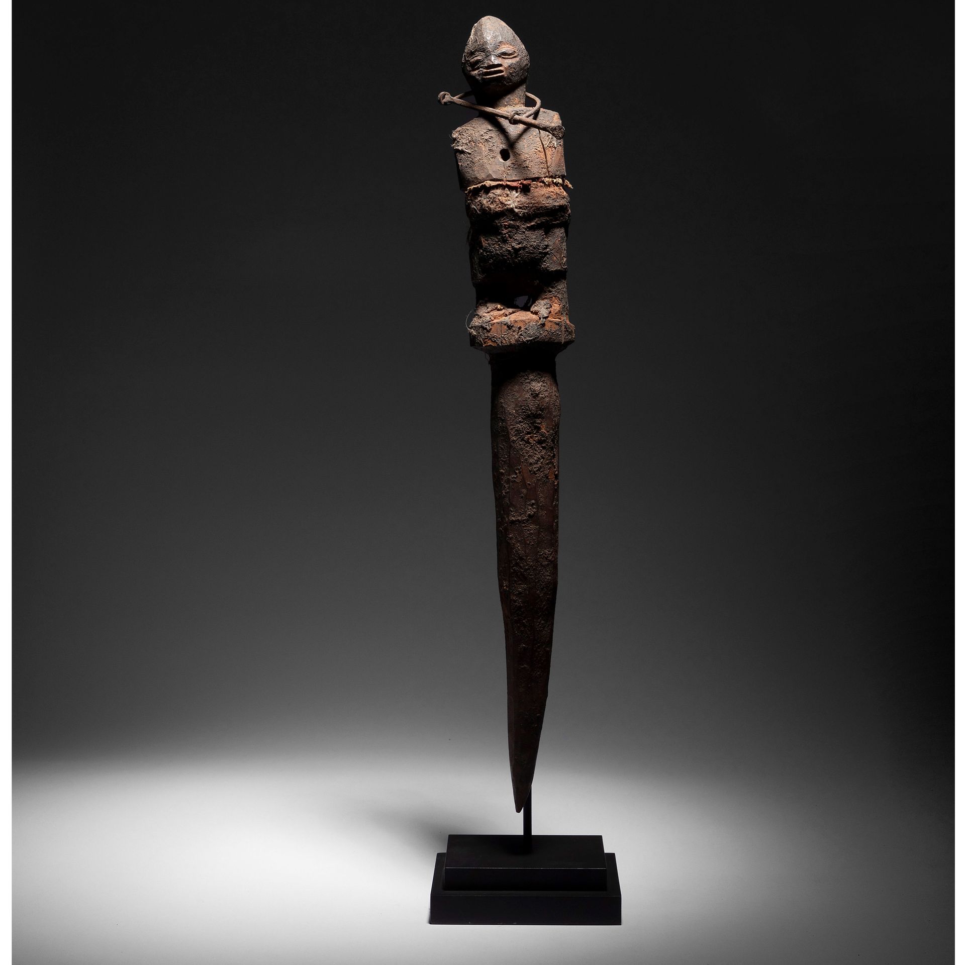 Null A large voodoo stake statuette with a slave's iron around the neck, probabl&hellip;