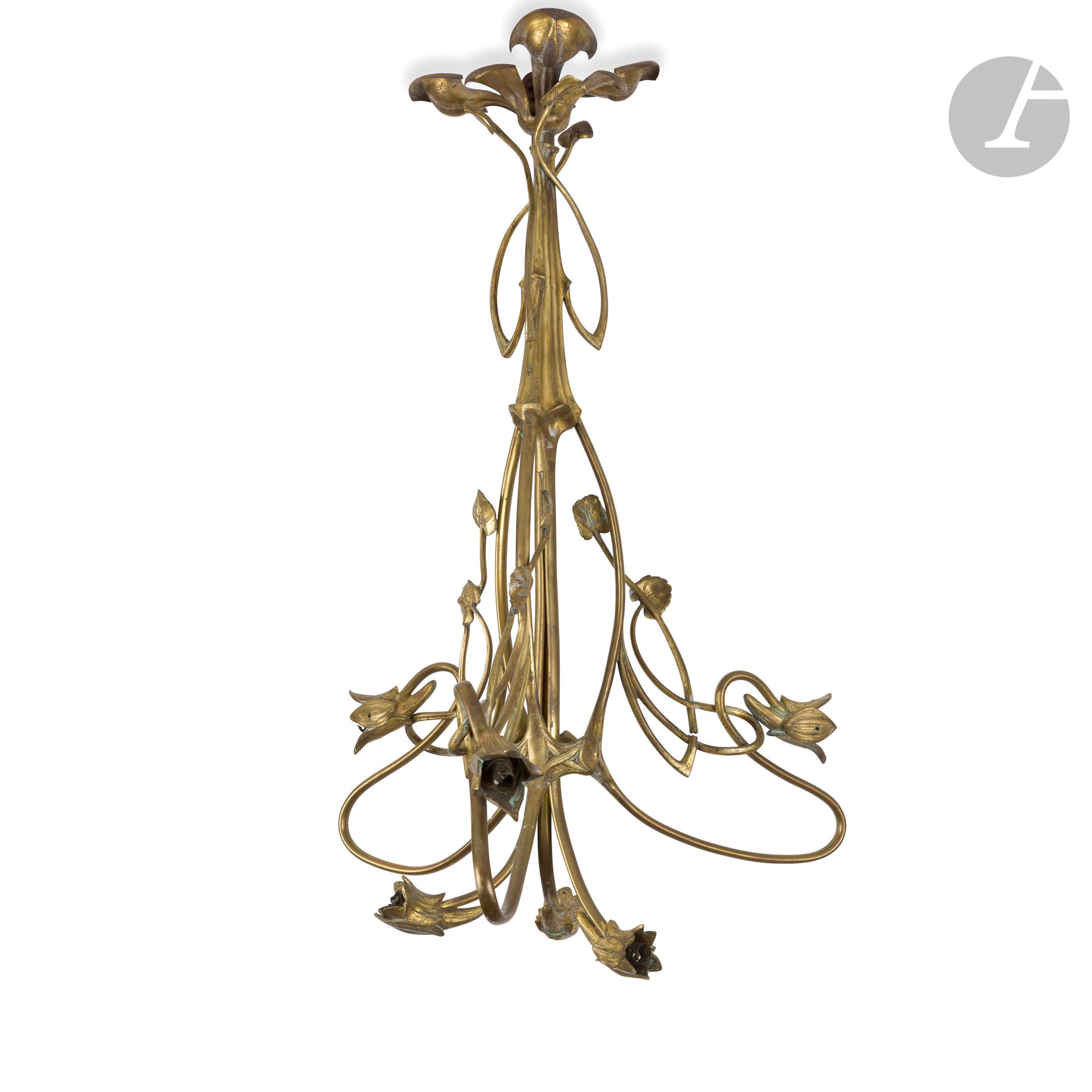 Null Jean-auguste Dampt (1854-1945) (归属)
安科列斯
一个重要的悬挂装置，两排有6个灯。鎏金青铜材质的证明。轴是树状的，灯&hellip;