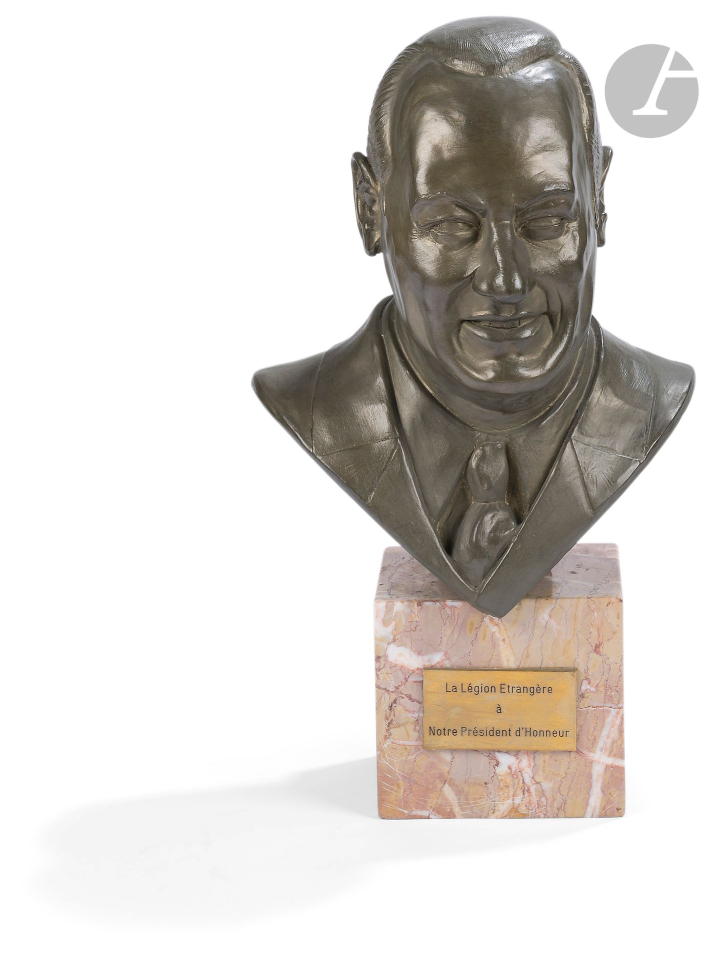 Null 20th century French school. 
"Presumed bust of Pierre Messmer". 
Bronze pat&hellip;