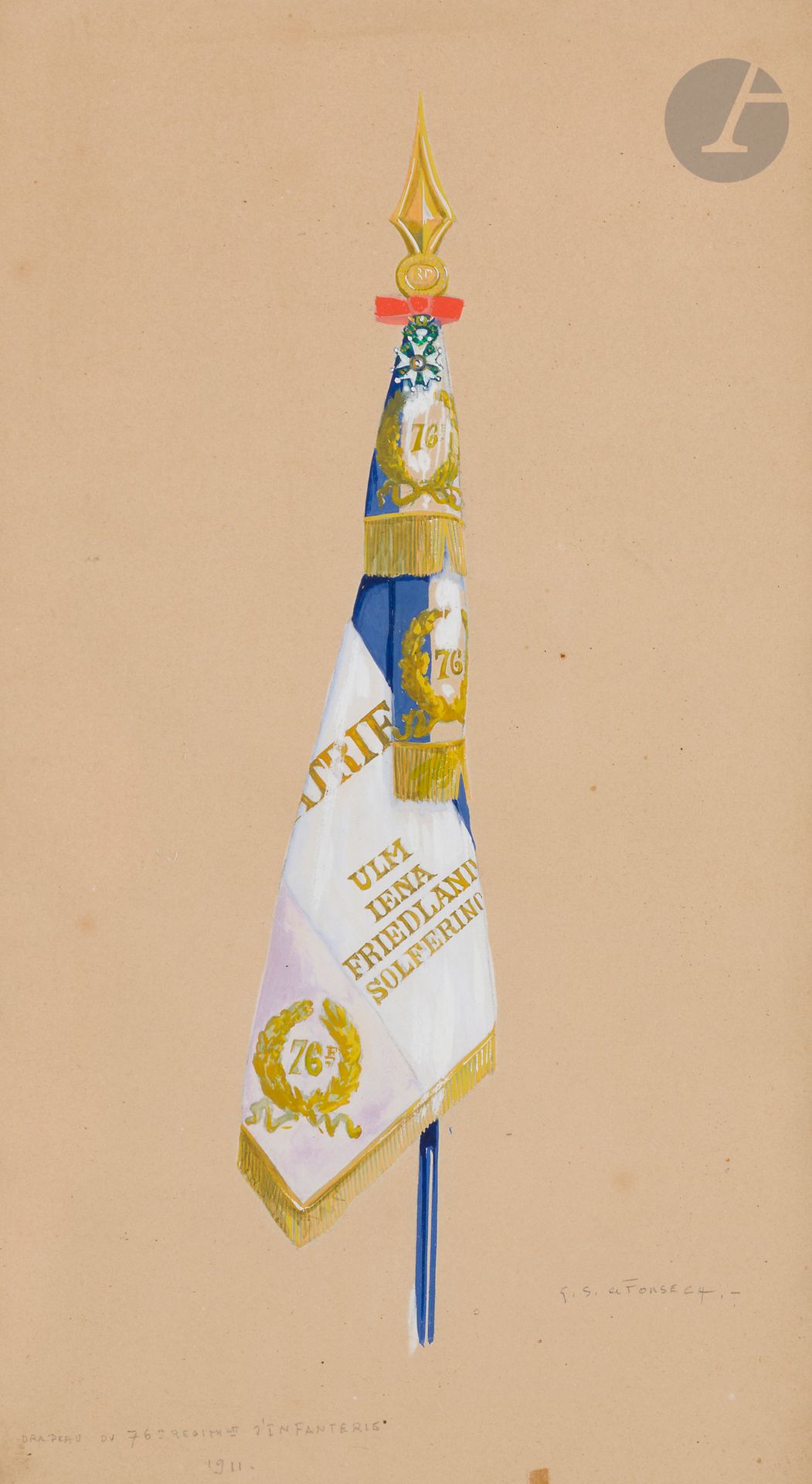 Null G.S. FONSECA. École française du XXe siècle. 
Porte-drapeaux du 76e de Lign&hellip;