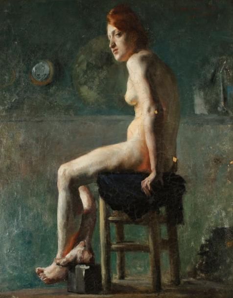 Jean VEBER (1868 - 1928) Modèle. Huile sur toile. Signée et dédicacée en haut à &hellip;