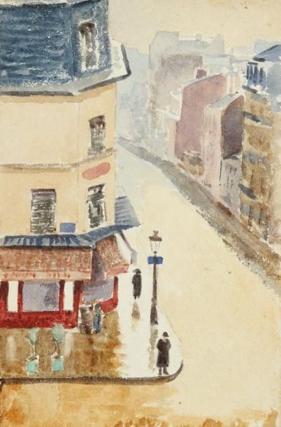 Charles LACOSTE (1870 - 1959) Rue de Paris, 1911. Aquarelle. Annotée Paris 1911 &hellip;