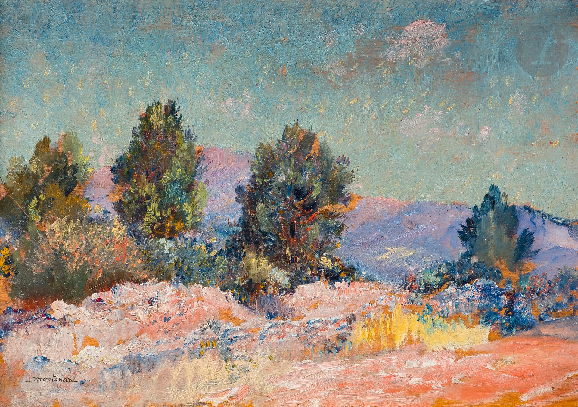 Null Frédéric MONTENARD (1849-1926)
Paysage de Provence
Huile sur panneau.
Signé&hellip;