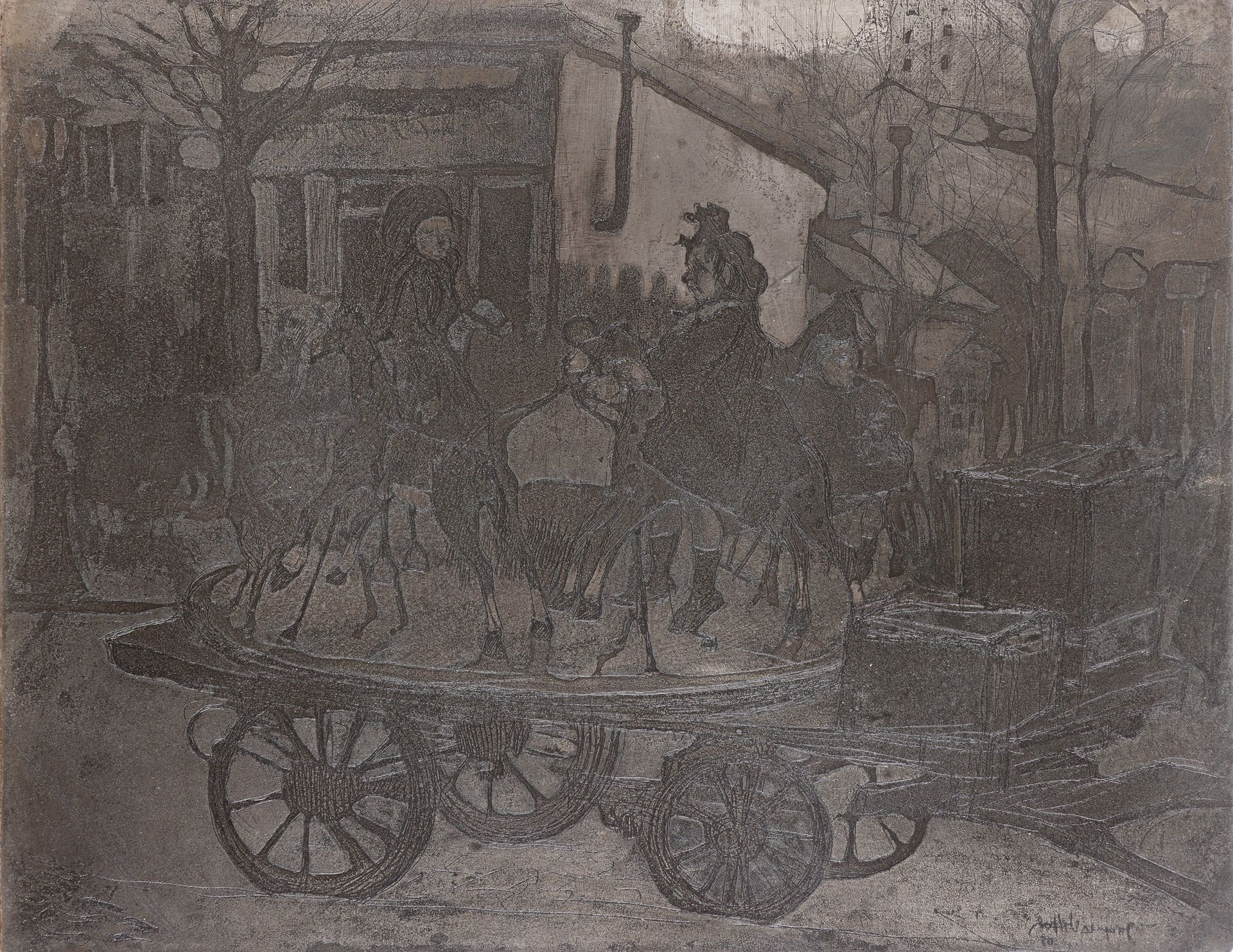 Null 雅克-维龙（加斯东-杜尚，又名）（1875-1963 年）
Manège rue Caulaincourt，或《带木马的小环岛》。1904.蚀刻锌板、&hellip;