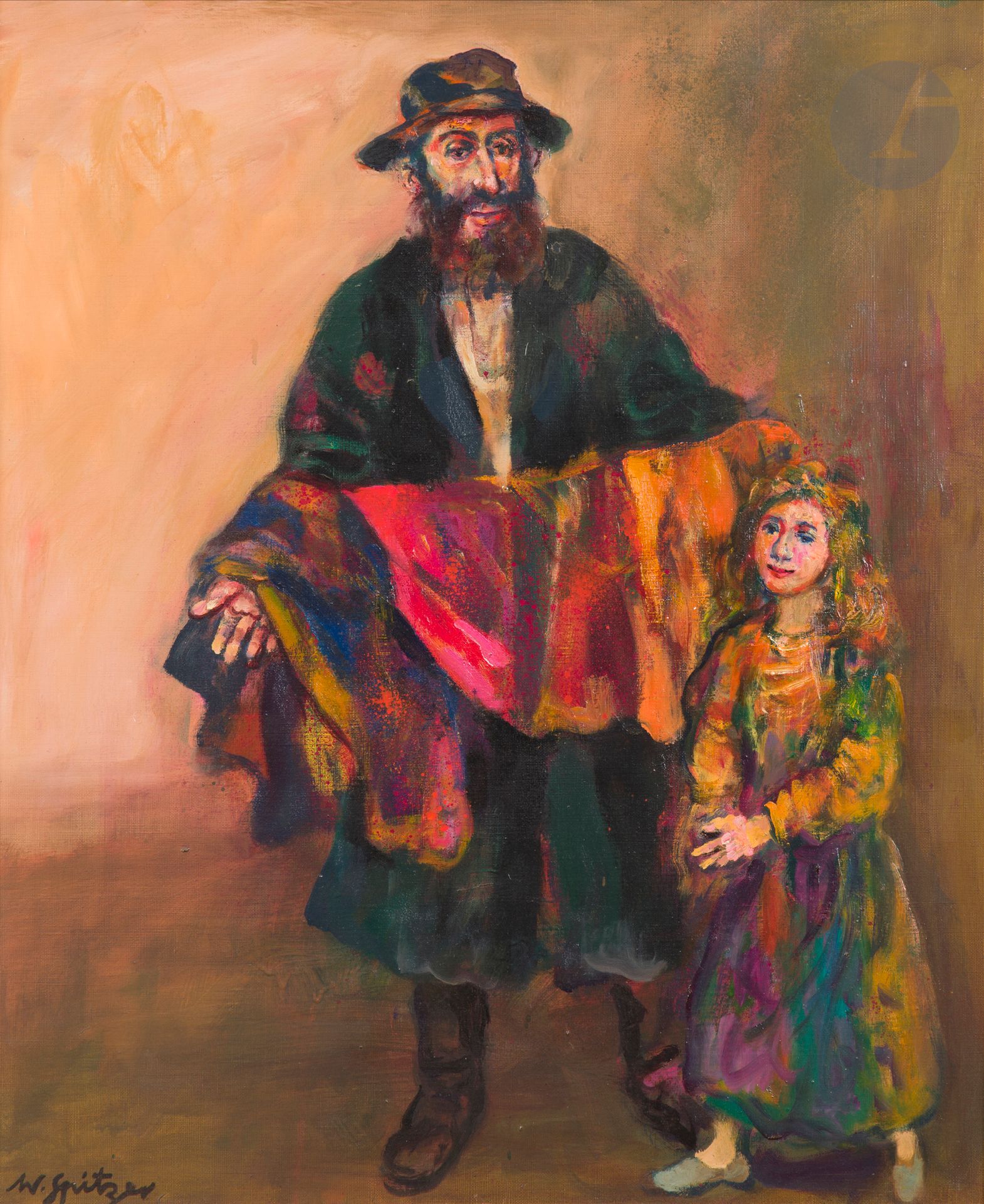 Null Walter SPITZER (1927-2021)
Cloth merchant with little girl
Oil on canvas. 
&hellip;