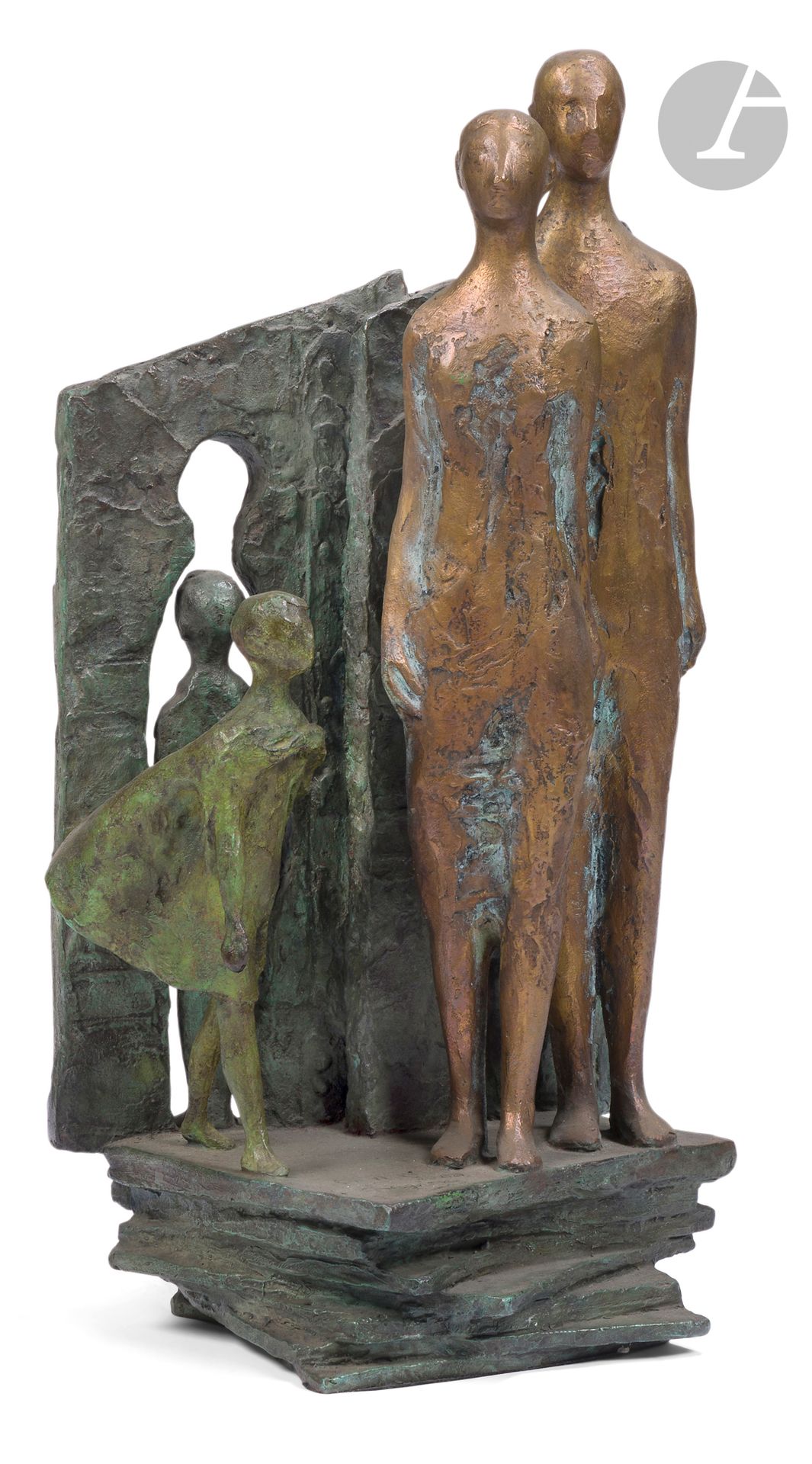 Null Pierre LAGENIE (1938-2020) 
Hommage, 2000 
Sculpture en bronze à deux patin&hellip;