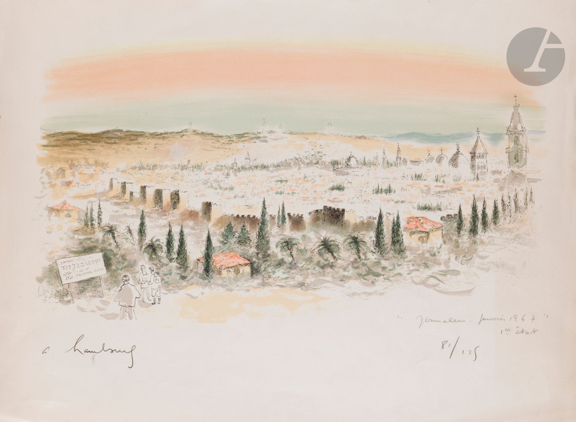 Null André HAMBOURG (1909-1999)
Jerusalem, January 1967
Color lithograph.
Signed&hellip;