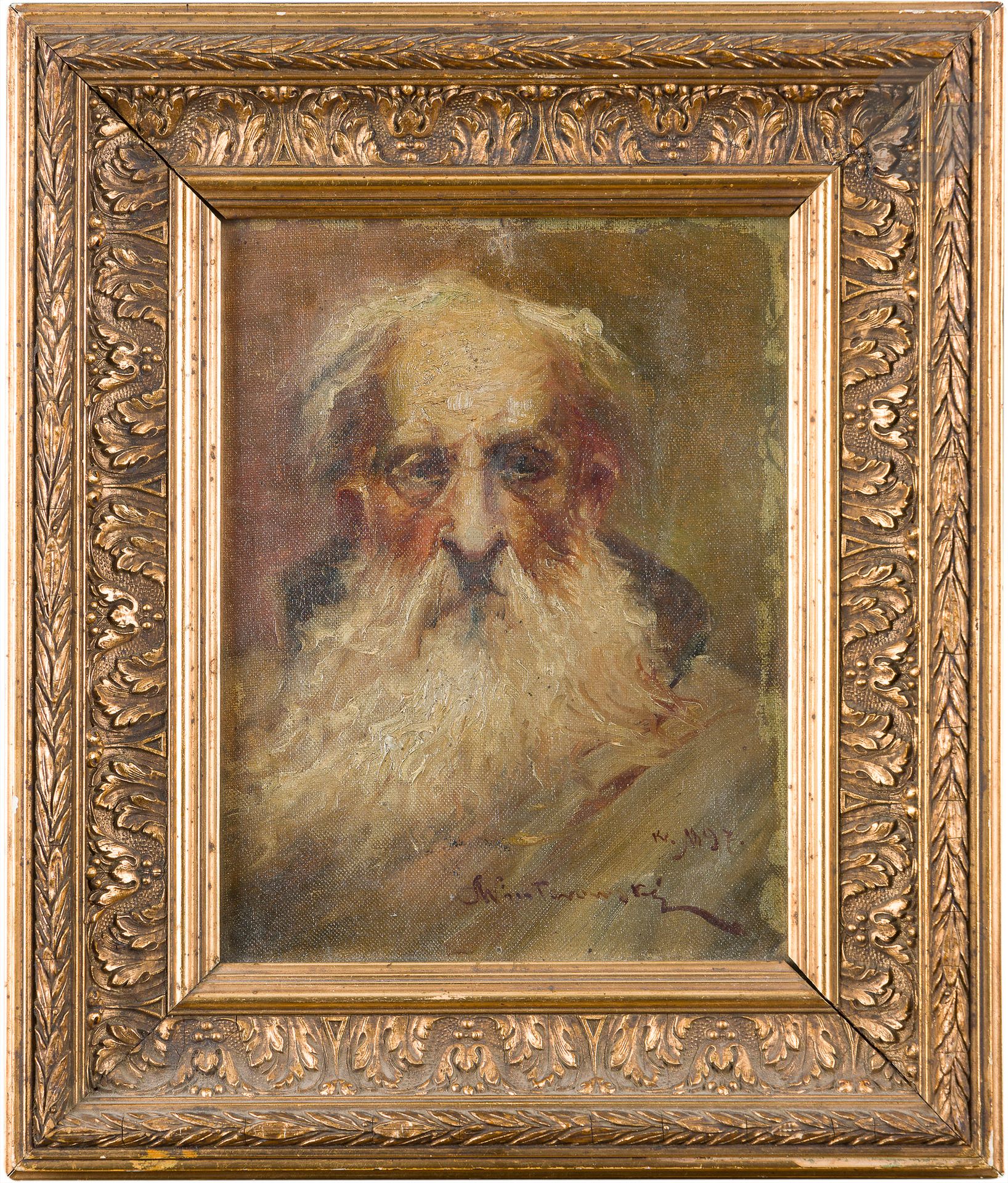 Null Leonard WINTEROWSKI (1868-1928) 
Portrait d’homme barbu, 1897 
Huile sur to&hellip;