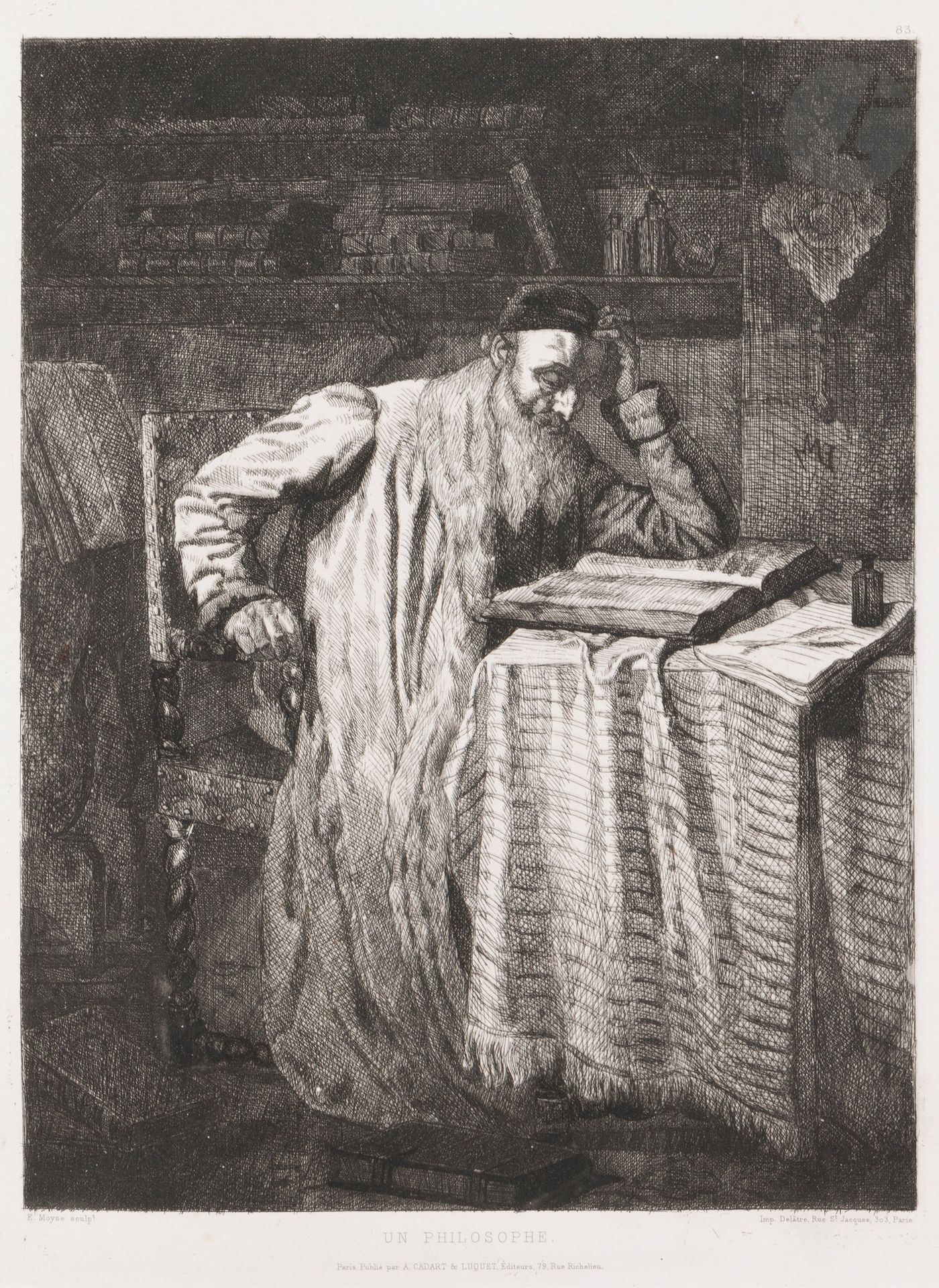 Null Édouard MOYSE (1827-1908) (nach).
Ein Philosoph
Radierung.
Delâtre imp. In &hellip;