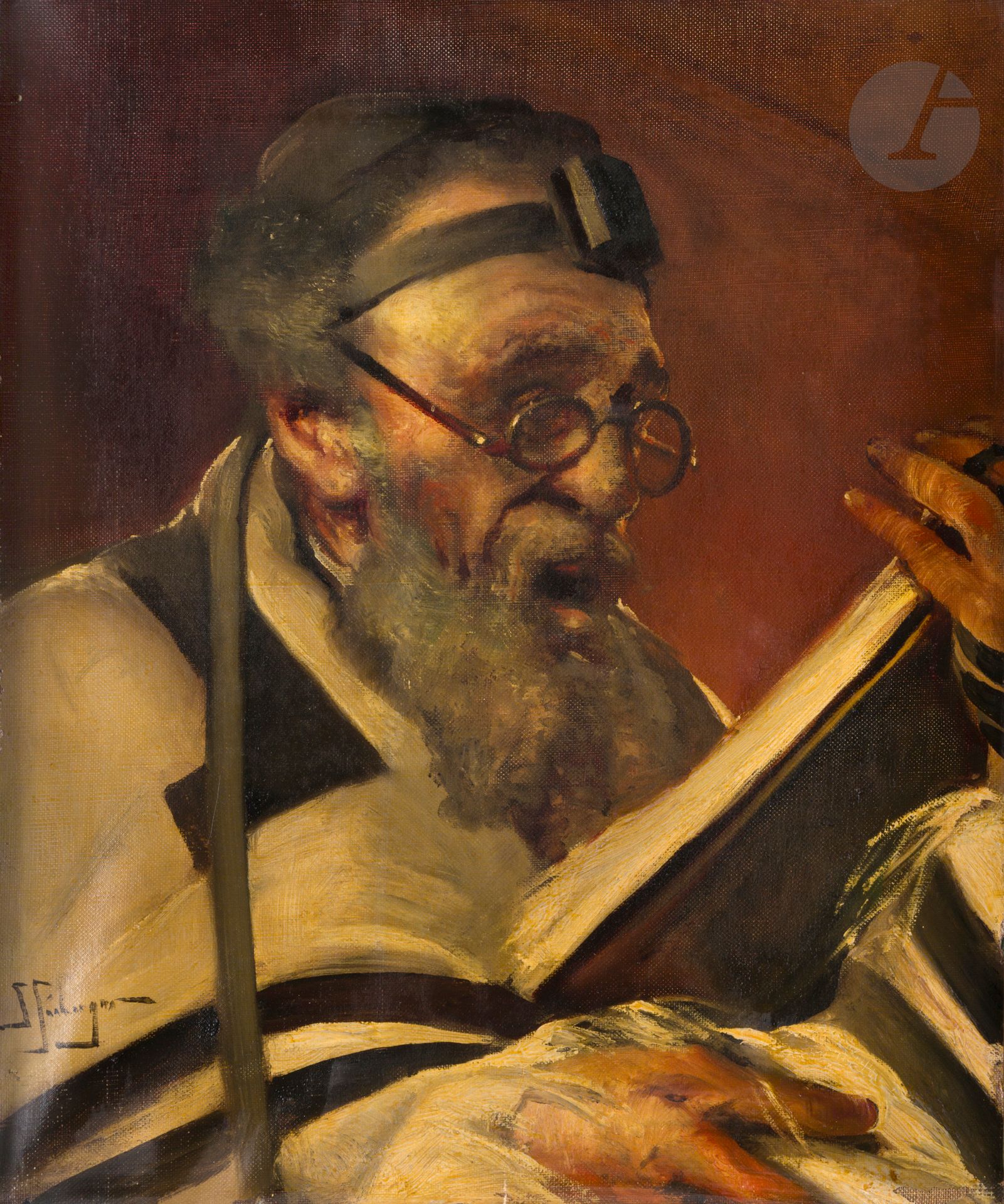 Null Samuel SEEBERGER (active c. 1875-1897) 
Portrait of a rabbi 
Oil on canvas.&hellip;