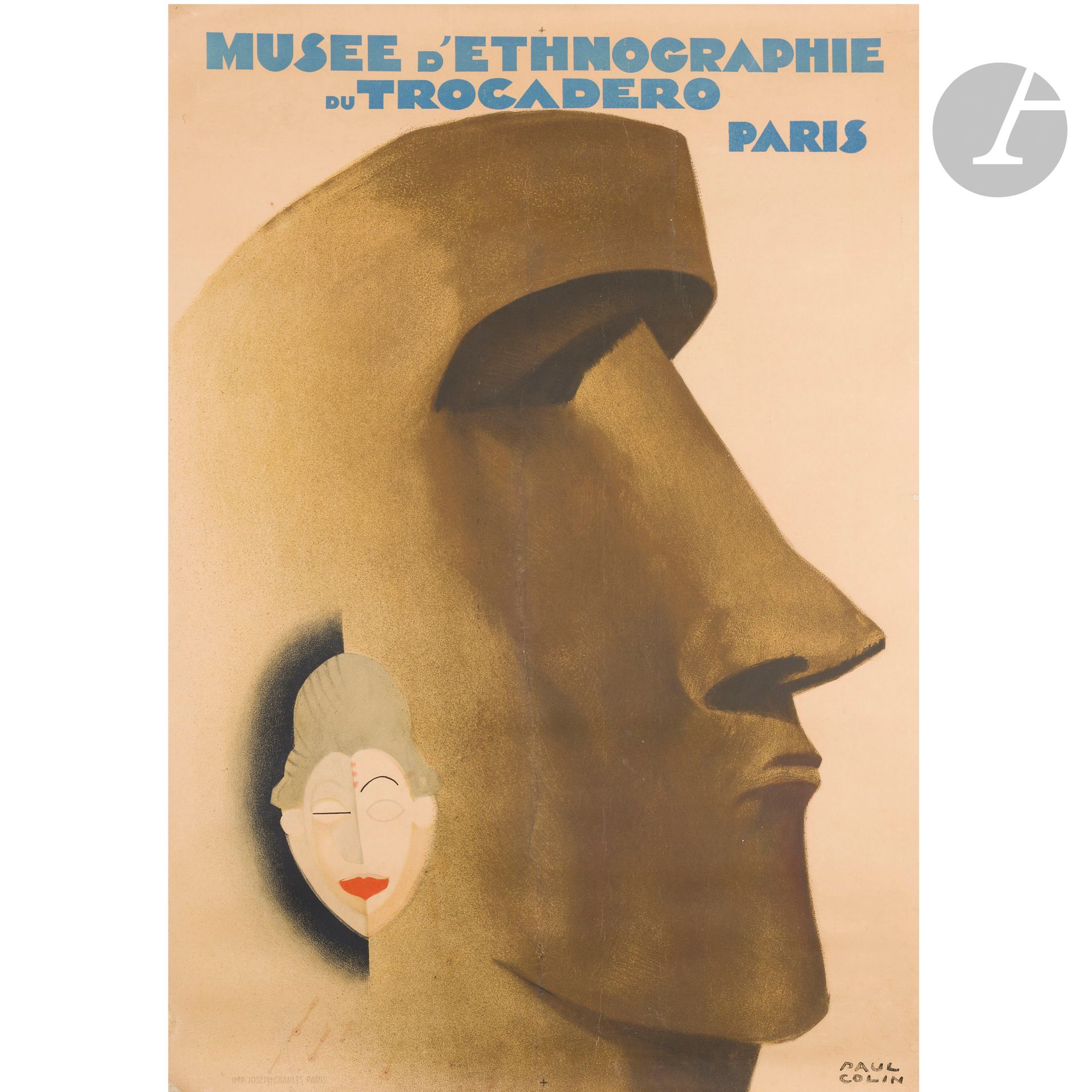 Null 保罗-科林（1892-1985）
巴黎特罗卡德罗人种博物馆
铬版印刷。用布包裹。约瑟夫-查尔斯印刷，巴黎。右下方有签名。118x80 厘米 
(状况良&hellip;