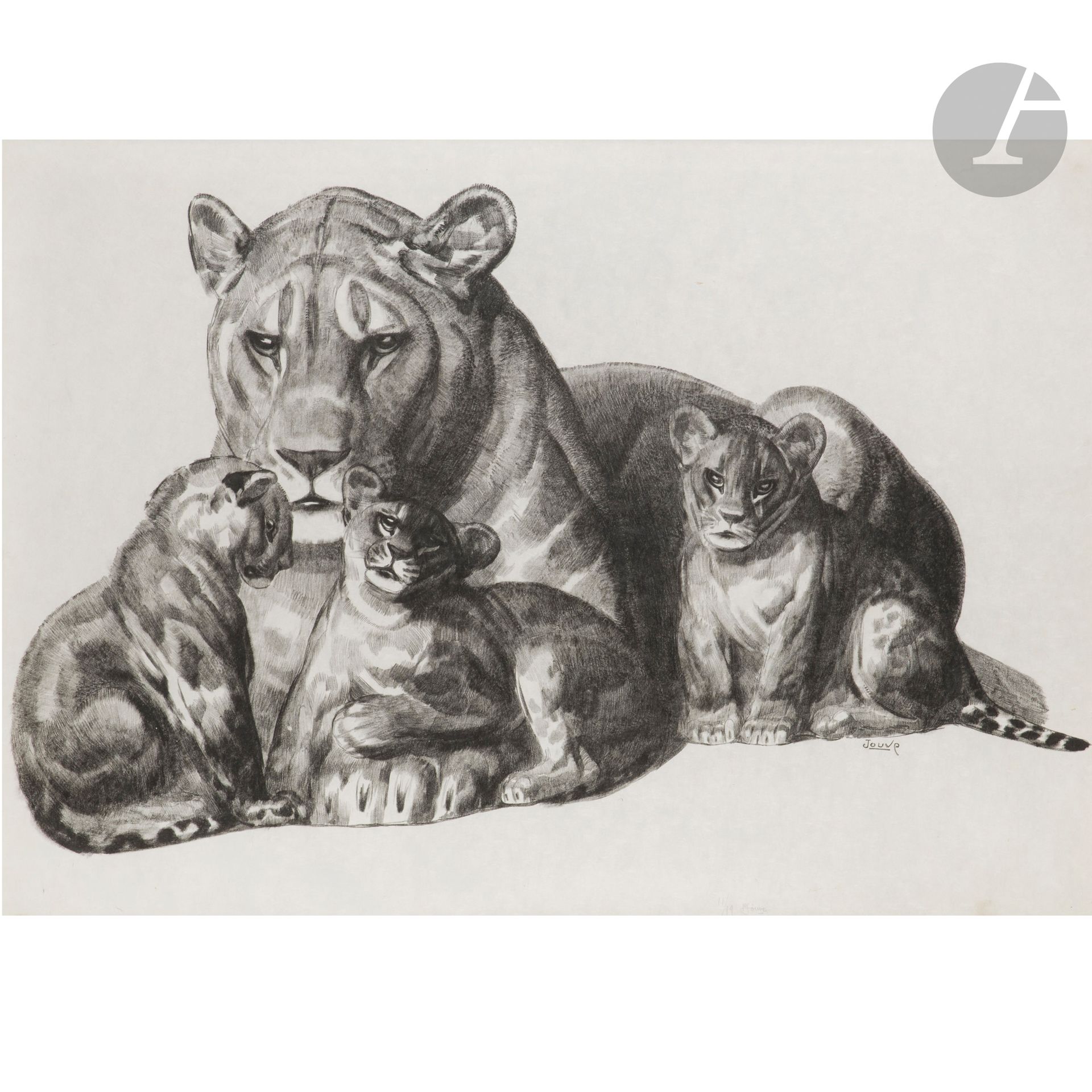 Null PAUL JOUVE (1878-1973)
Lionne et ses lionceaux, la conception de l’œuvre ve&hellip;