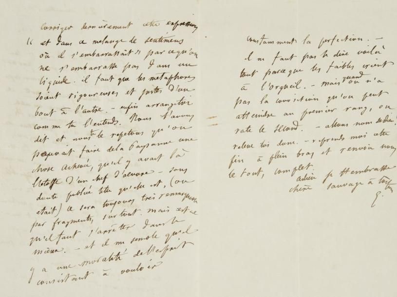 Gustave flaubert (1821-1880) L.A.S. «G», Mercredi 1 h. [«22 décembre 1852» de la&hellip;