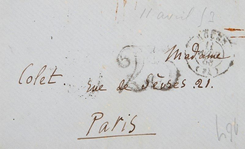 Gustave flaubert (1821-1880) Enveloppe autographe, [Rouen 11 avril 1853], à Loui&hellip;