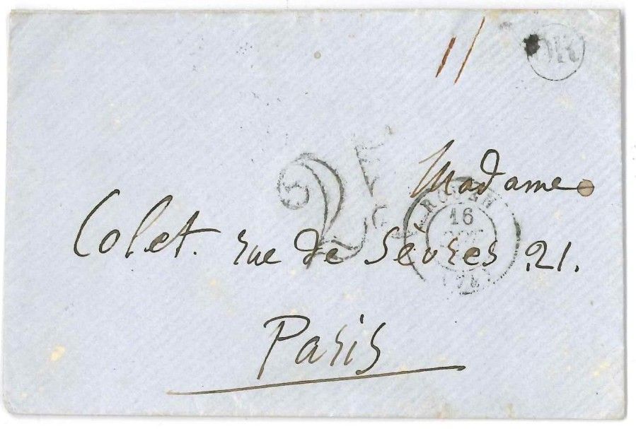 Gustave flaubert (1821-1880) Enveloppe autographe à Louise Colet, [Rouen 16 octo&hellip;
