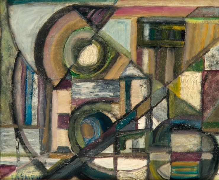 Nicolas ISSAIEV (1891-1977) Composition abstraite Huile sur toile SIgnée en bas &hellip;