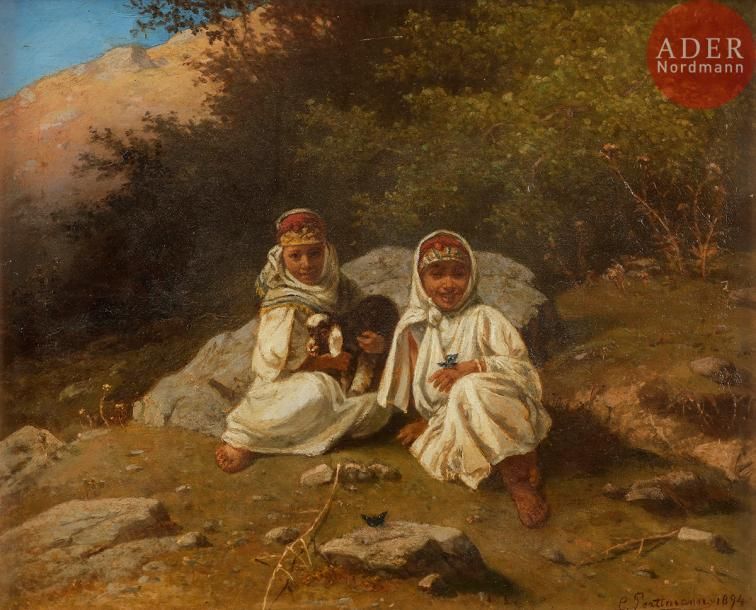 Null Carl PORTTMANN (?-1894)
Deux jeunes berbères à la chèvre, 1894
Huile sur to&hellip;